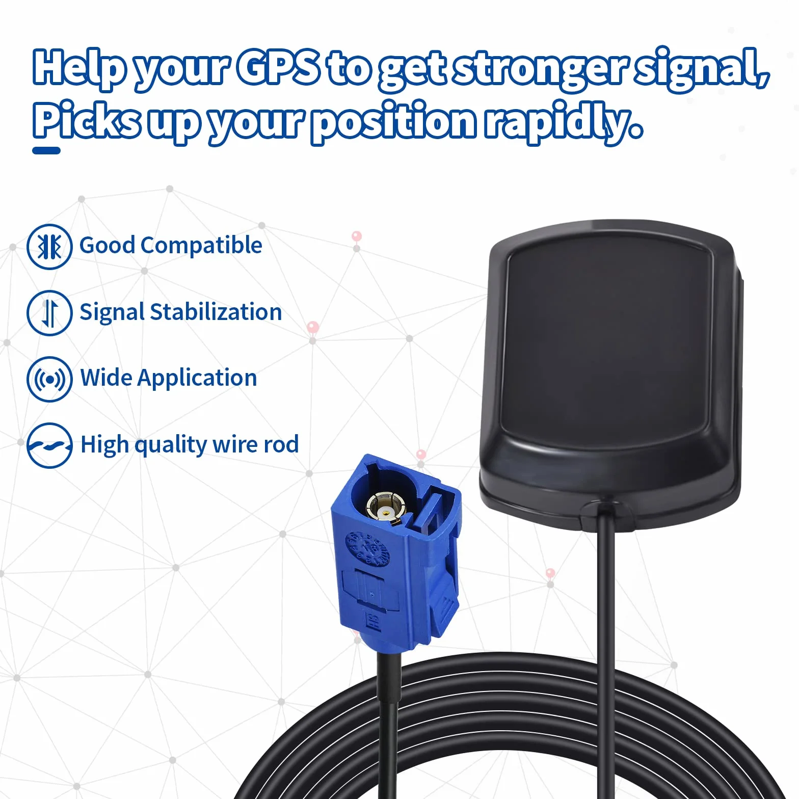 Eightwood Antenna GPS Fakra C Adattatore GPS Autoattiva Cavo Estensione 300cm per DVR Auto Tracking Navigazione
