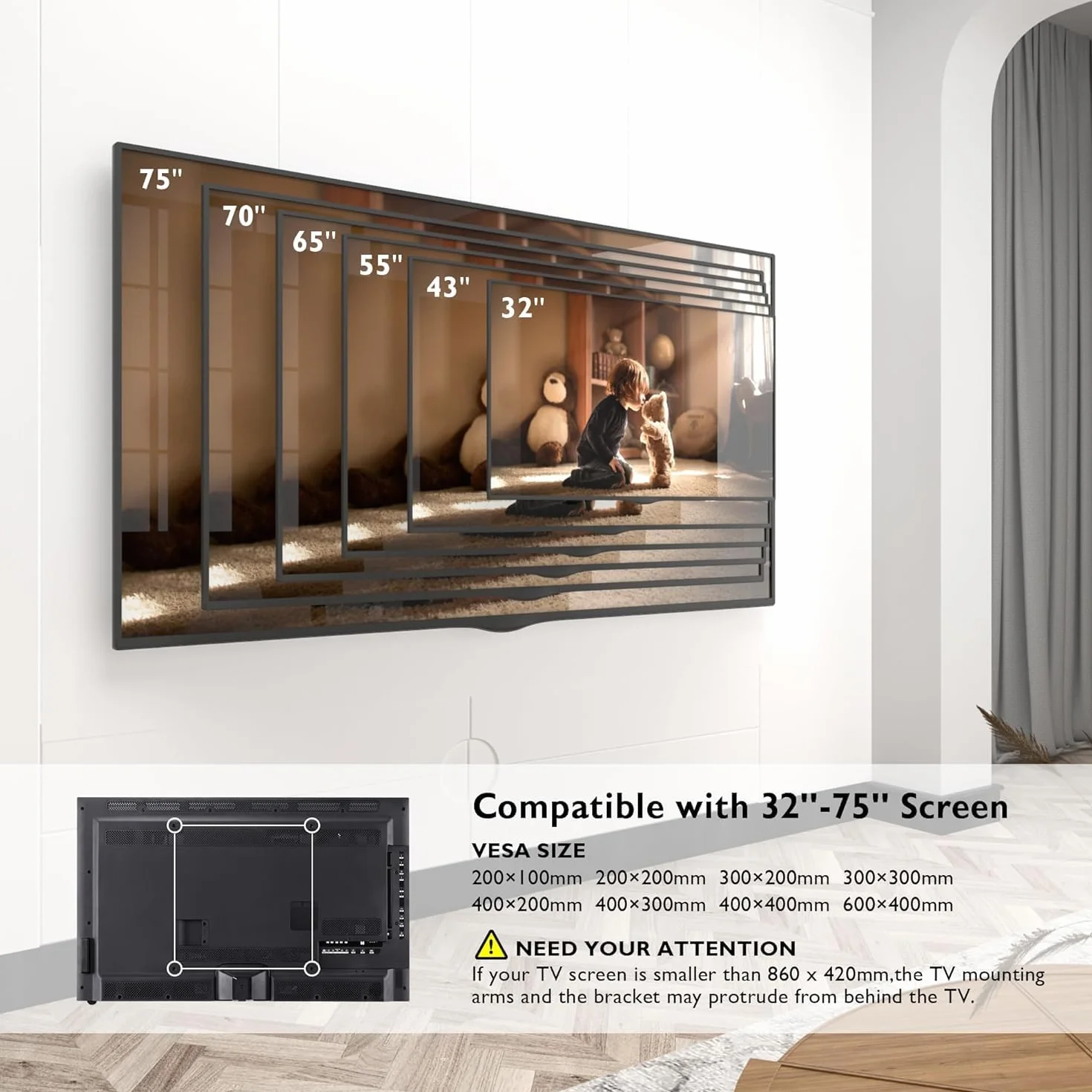 BONTEC Supporto TV Parete Braccio Articolato Extra Lungo 1040 mm 32-75 Pollici 60 kg VESA 600x400 mm