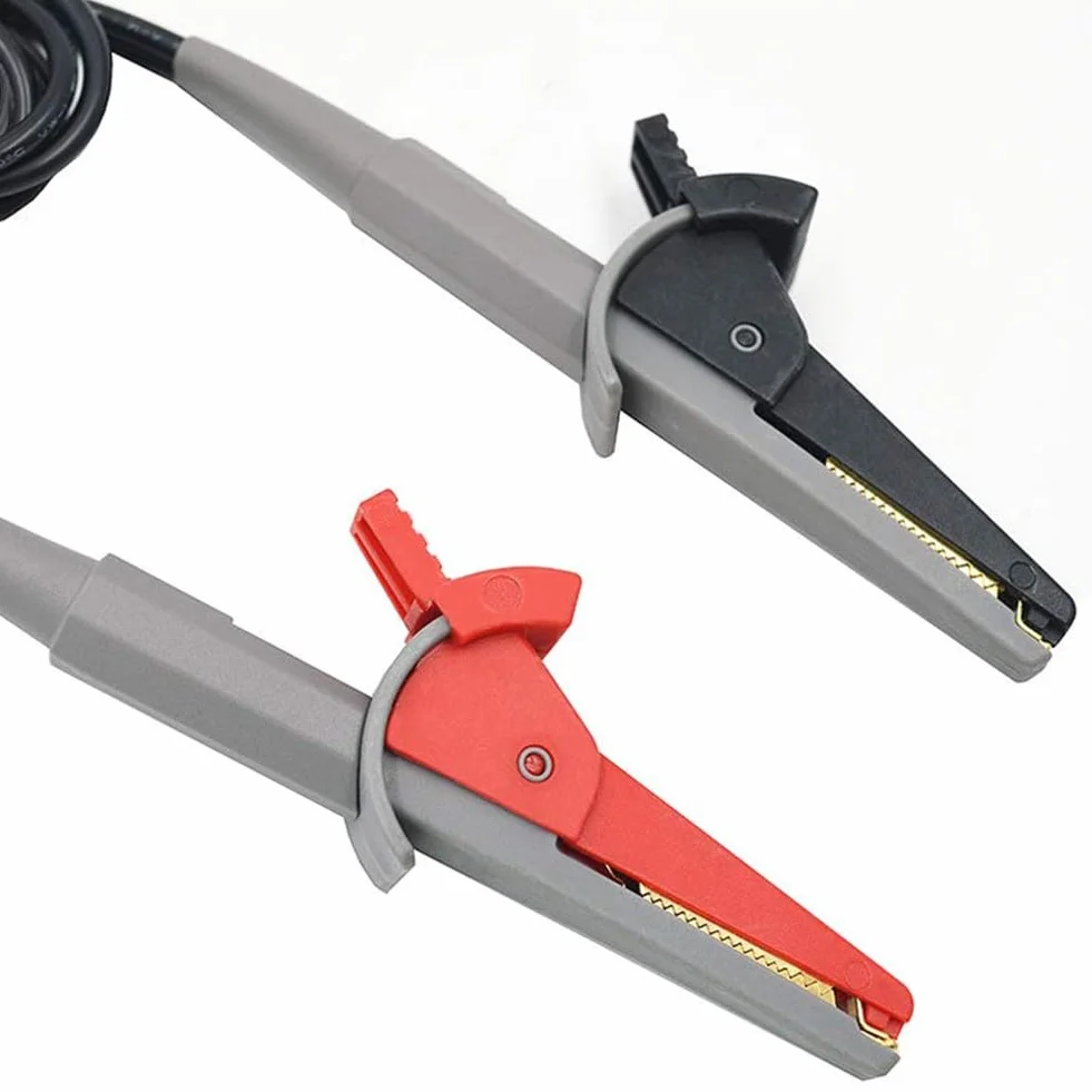 Kelvin Clip Test Batteria Resistenza Interna Misurazione LCR Cavo Silicone Jack 4mm Nero Rosso