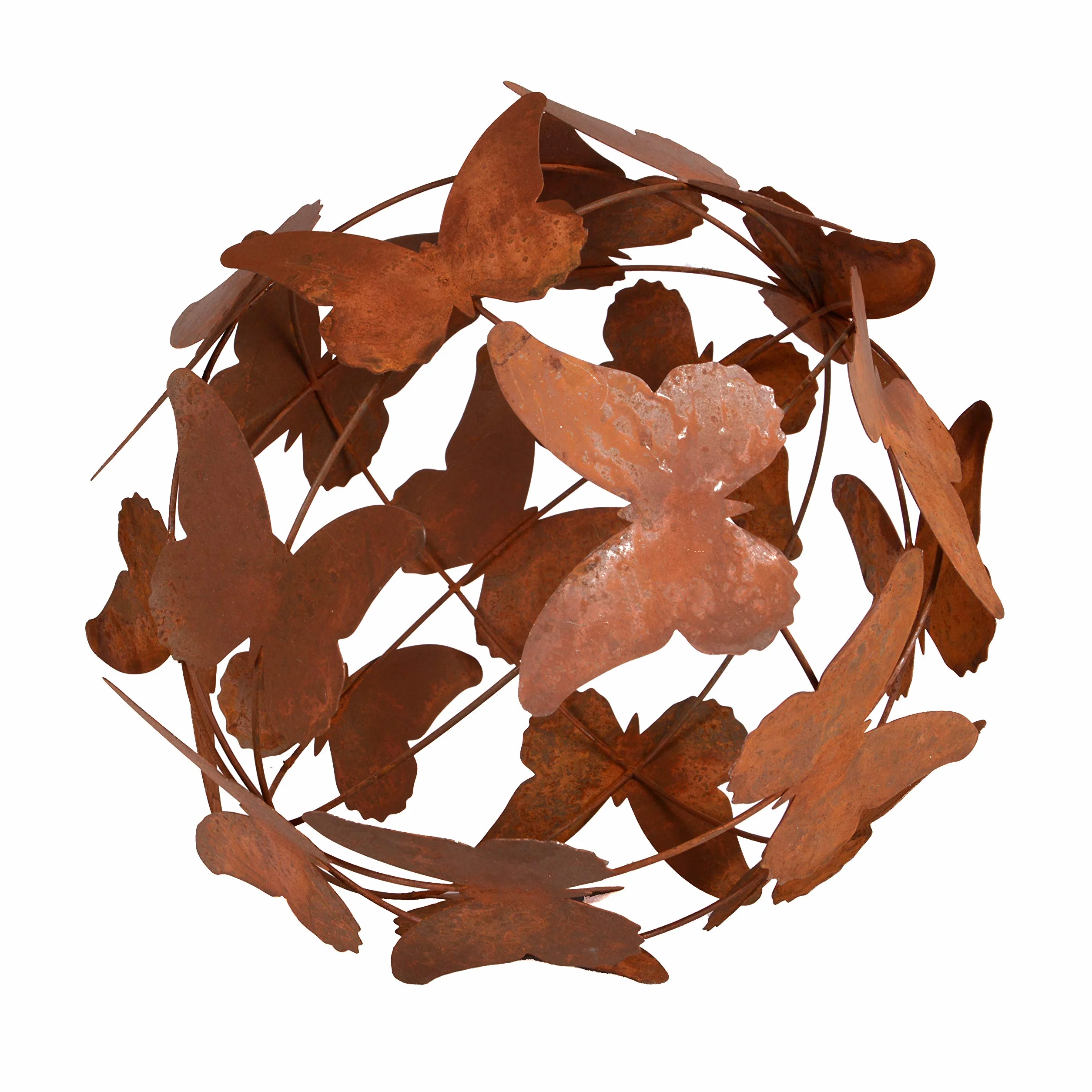 UNUS Sfera decorativa da giardino a forma di farfalla, effetto ruggine, sfera decorativa da giardino (29 cm)