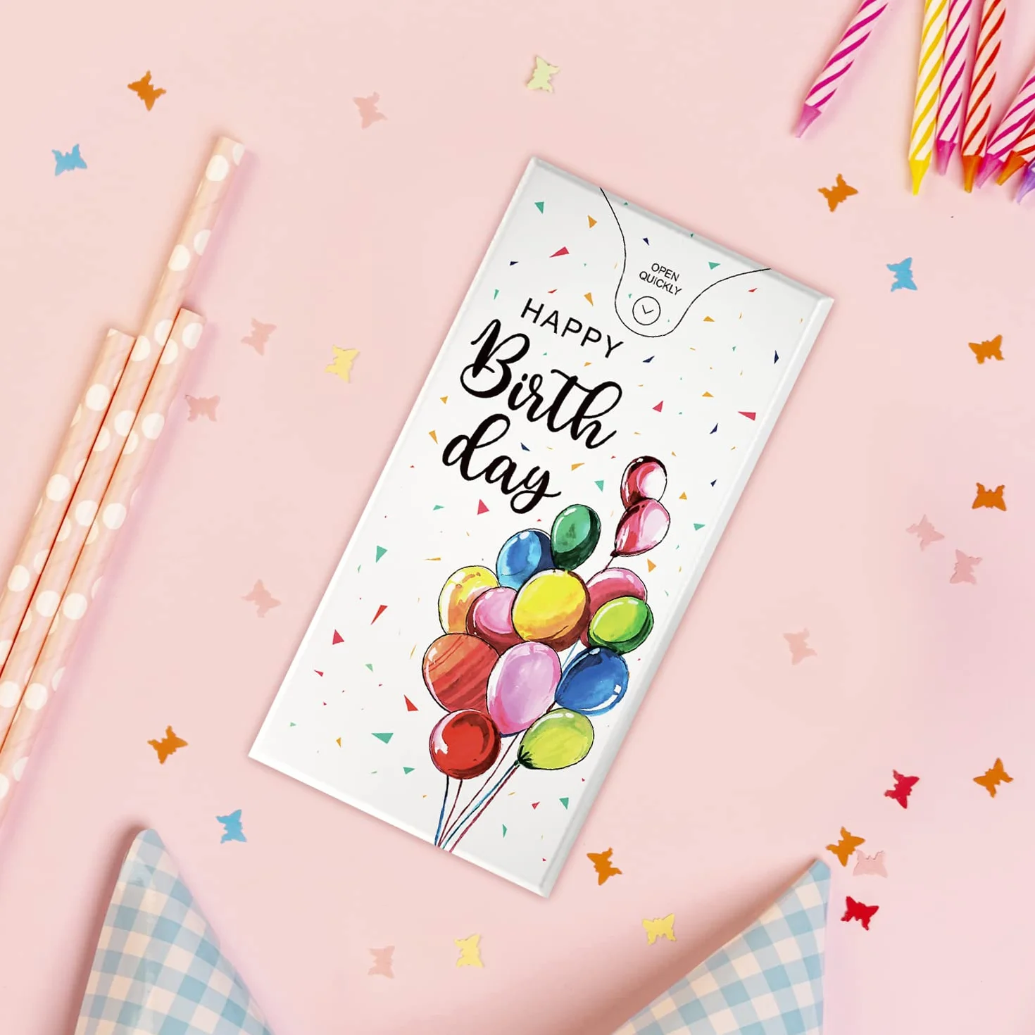 Notta&Belle Biglietto di Auguri Esplosivo Coriandoli Happy Birthday Bianco Palloncini Buon Compleanno Sorpresa