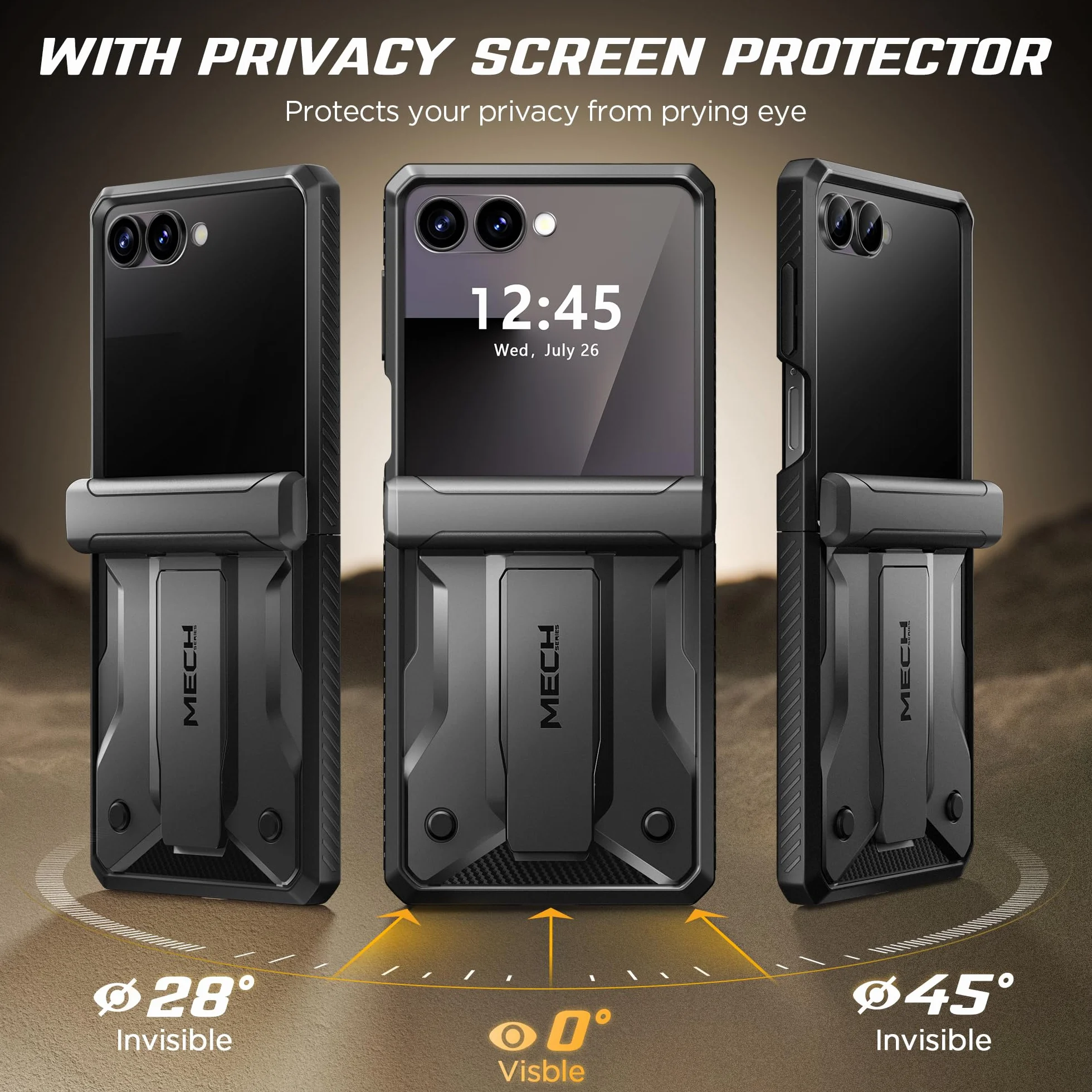 Tongate Custodia Flip Seven per schermo con protezione, nero