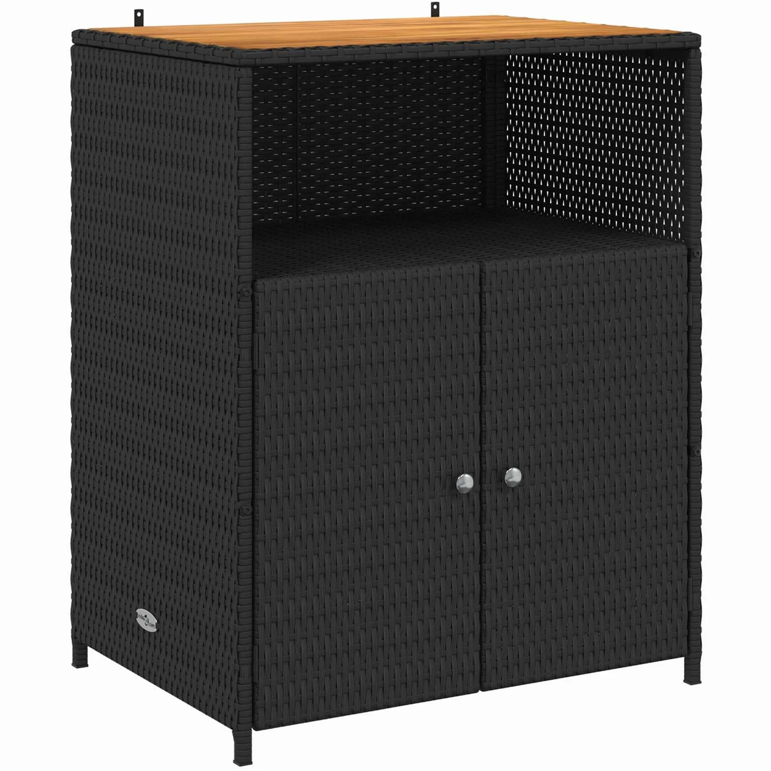 vidaXL Armadietto da Giardino Nero 70 x 50 x 87 cm Poliestere e Rattan Resistente per Esterni