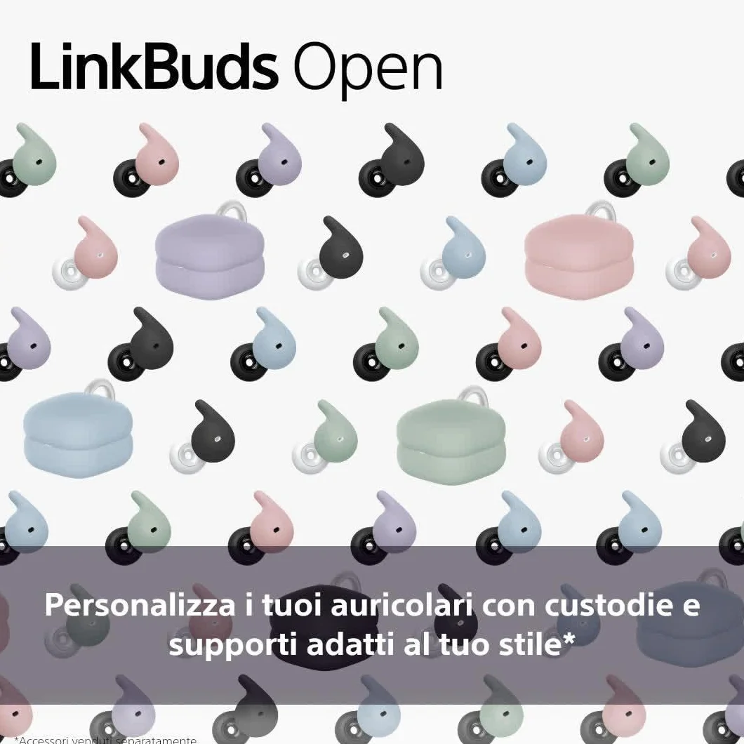 Sony LinkBuds Open Cuffie Bluetooth True Wireless Aperte IPX4 Multipoint Nero