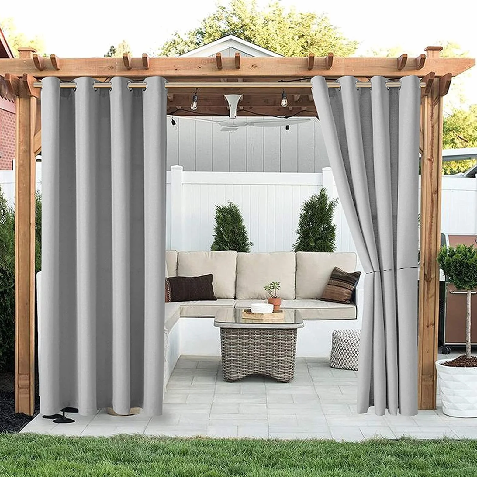 Tenda da Sole per Esterno Idrorepellente con Anelli, Oscurante Termica Isolante per Gazebo, Impermeabile | 210x230cm (L x A) Grigio Chiaro