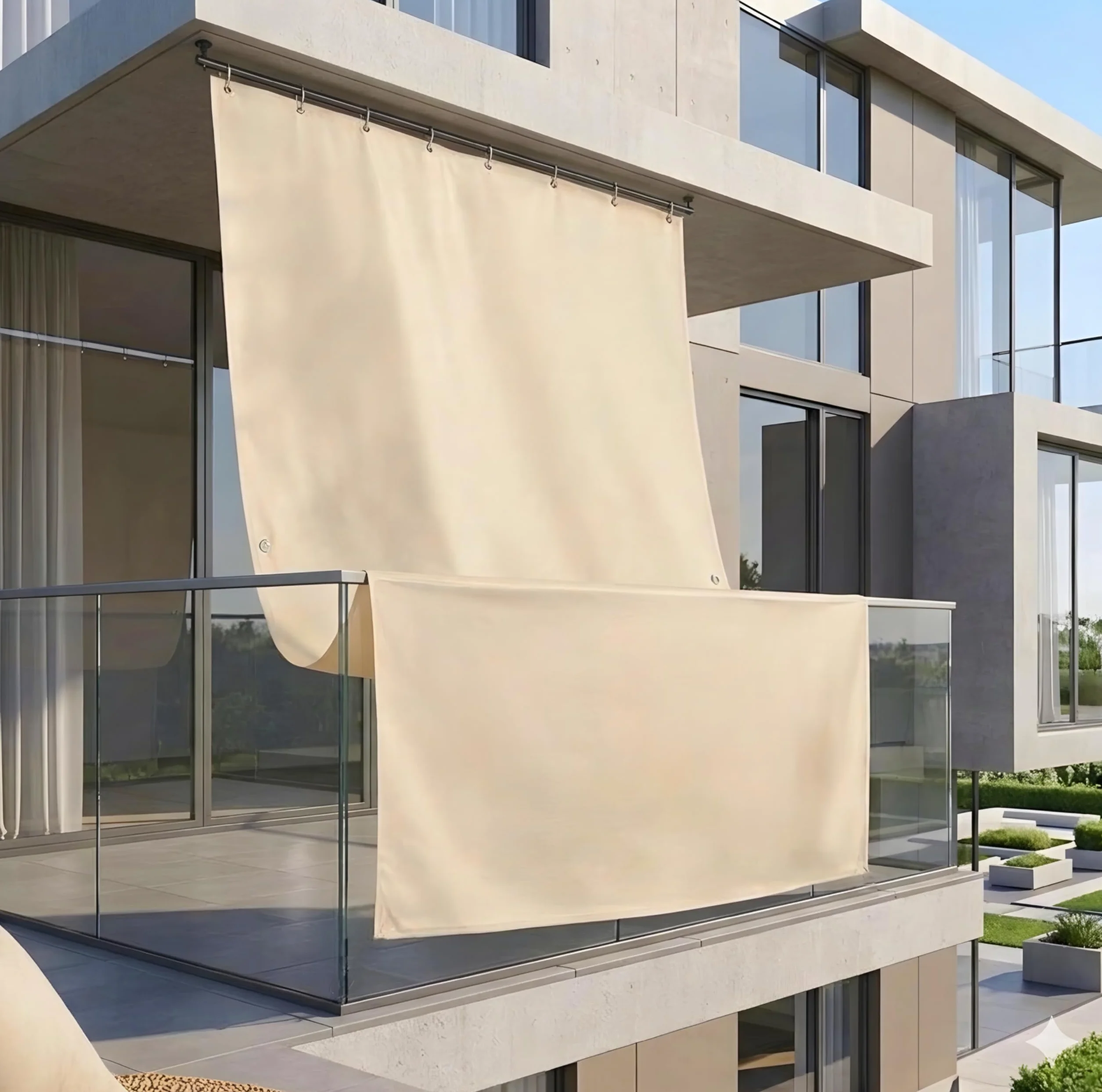 Tenda a Caduta Verticale Esterno Balcone Impermeabile Ombreggiante Anti UV Tinta Unita 290x290 cm Beige