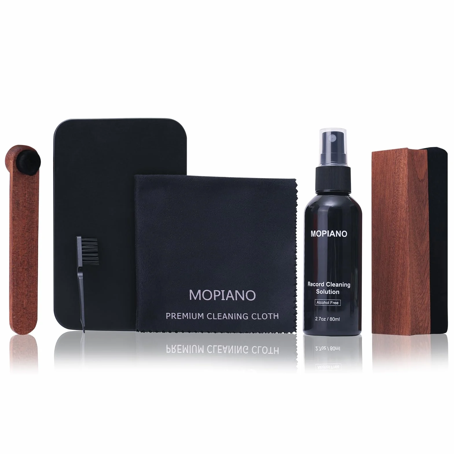 Mopiano Kit di pulizia per dischi in vinile 6-in-1 con spazzola in velluto e liquido LP