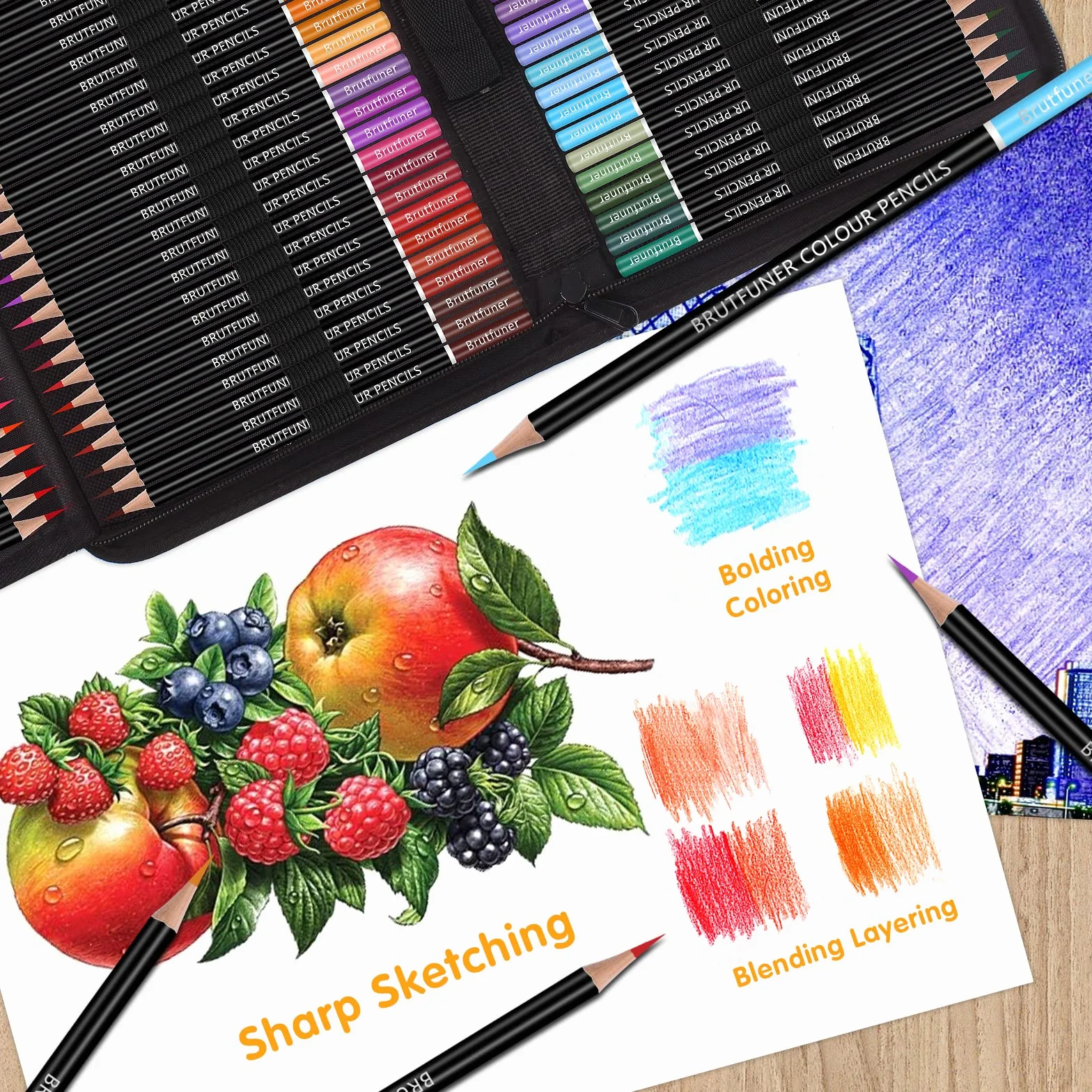 Melifluo Set di 72 Matite Colorate, Matite da Disegno con Borsa Nera Portatile per Adulti e Artisti