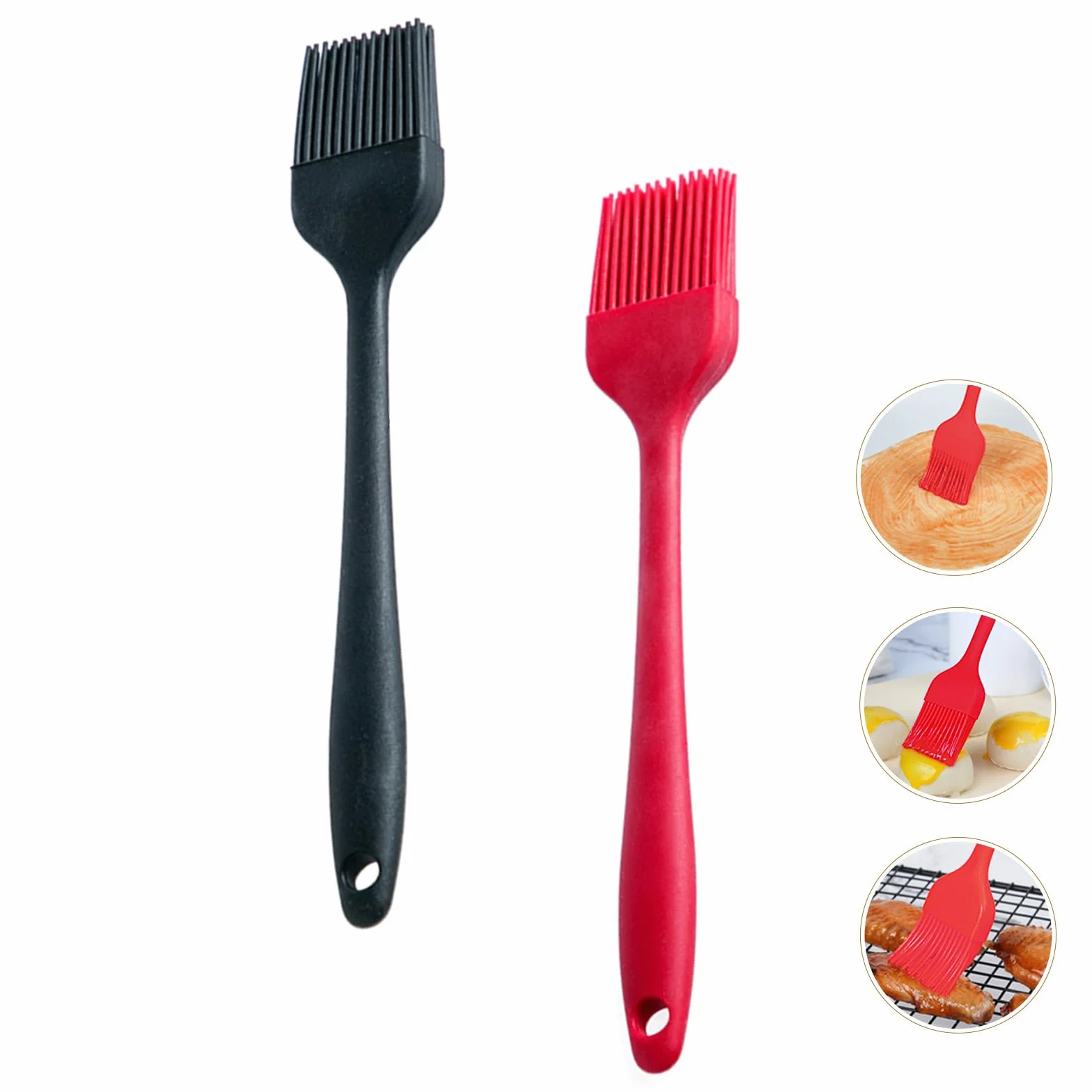 Pennello da cucina in silicone 2 pezzi, pennello da imbastitura da 8 pollici, pennello griglia resistente al calore, pennello olio senza BPA per cucinare, cuocere al forno, BBQ, design monoblocco