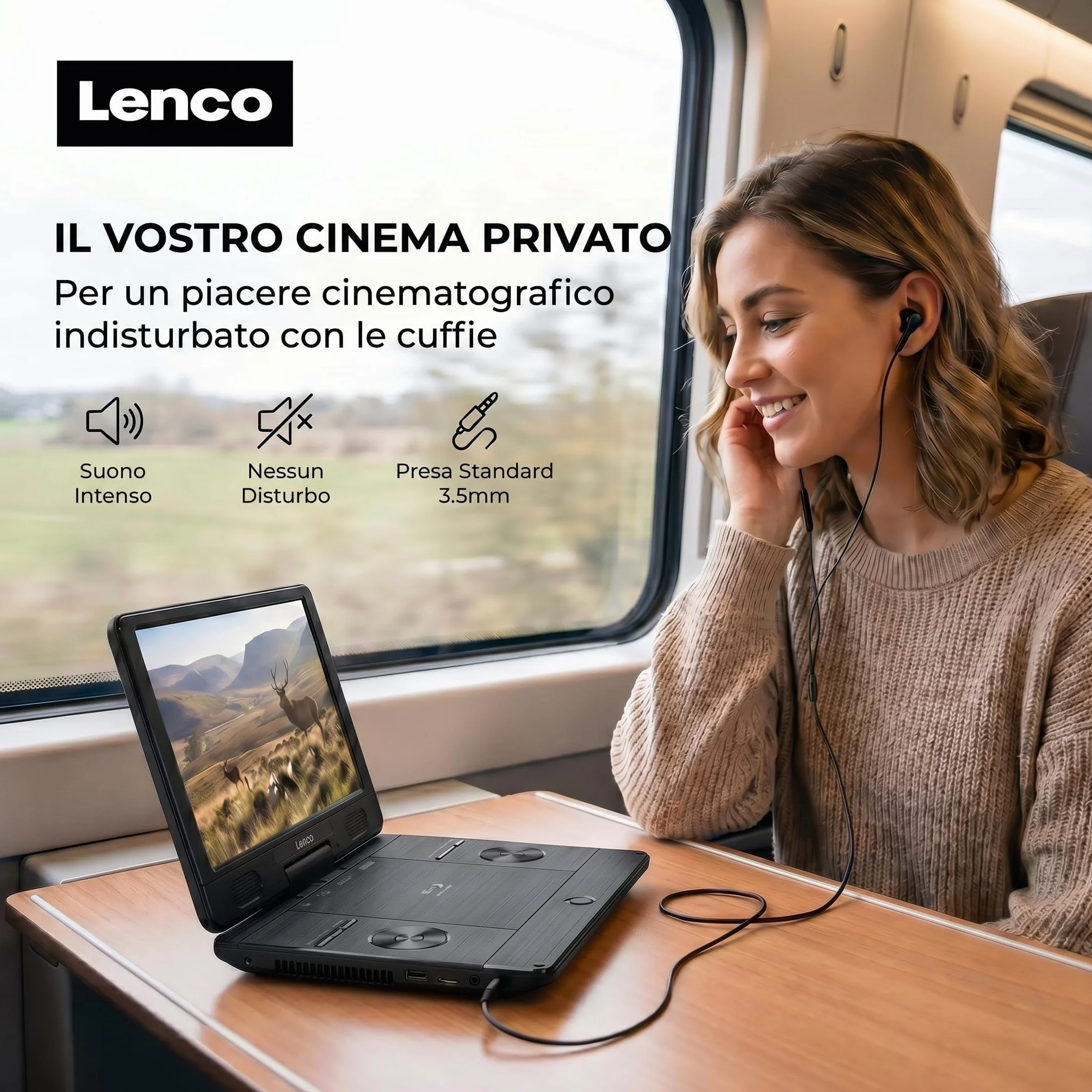 Lenco BRP-1150 Lettore DVD portatile Blu-Ray Schermo TFT 11,5" 1024x600 Pixel Batteria integrata Nero
