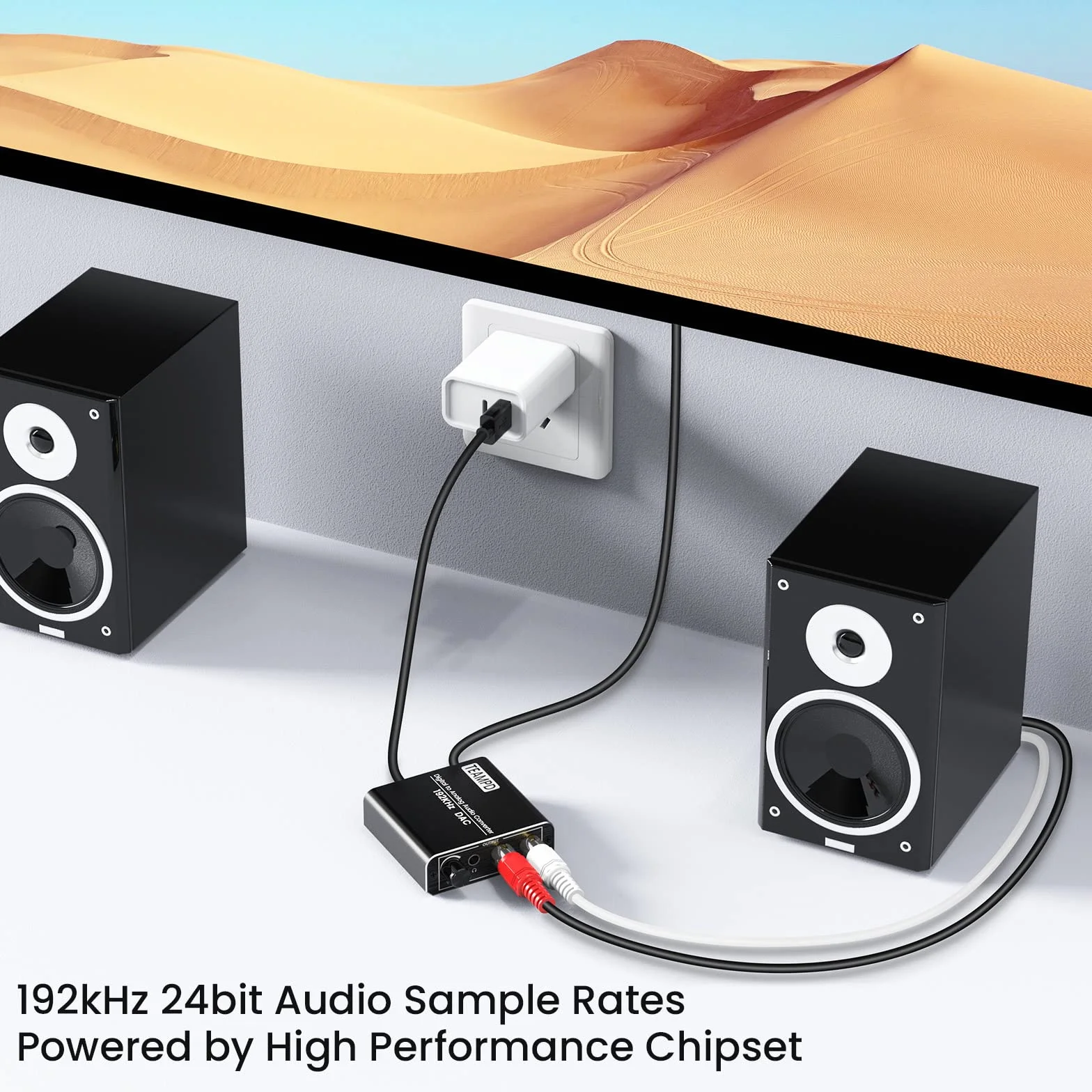 TEAMPD Convertitore Audio Digitale Analogico 192kHz Toslink Coassiale RCA 3,5mm