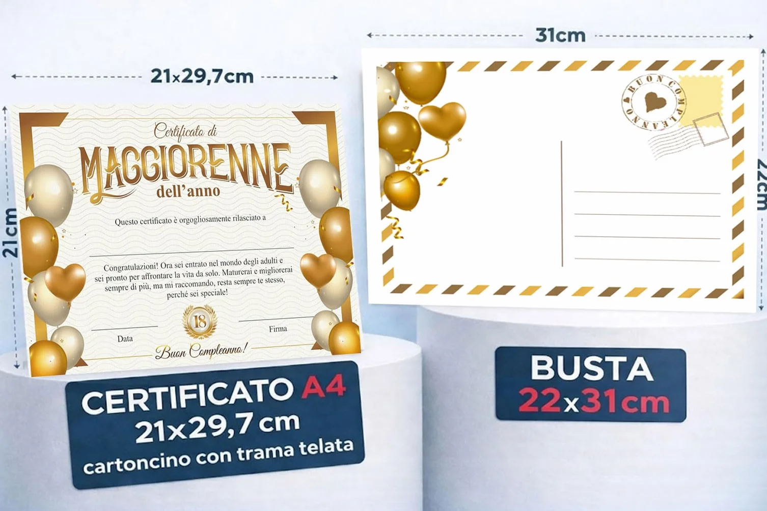 GHIBLI Certificato Maggiorenne dell'Anno con Busta - Diploma Personalizzabile 18 Anni Ragazzo