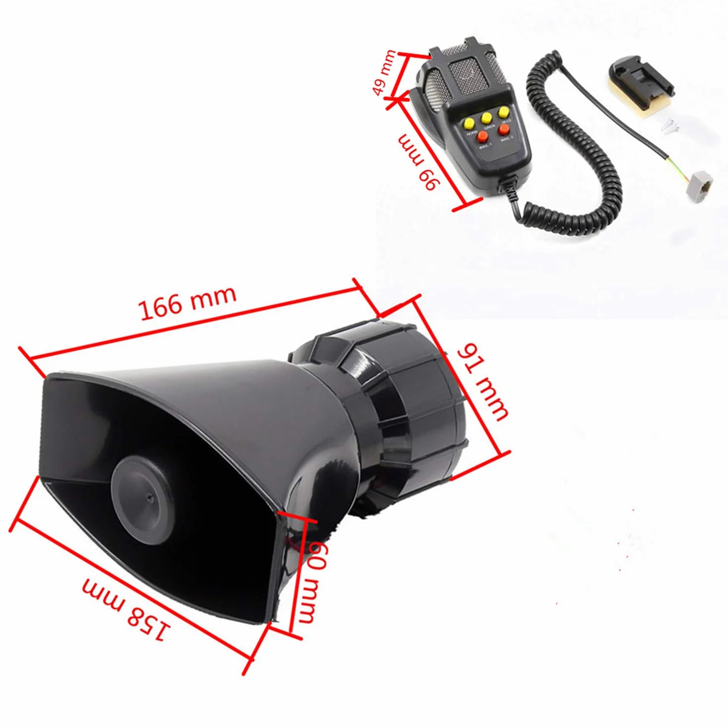Avvisatore acustico per auto Megafono 130DB Altoparlante Sirena 12V Car Truck Barca SUV