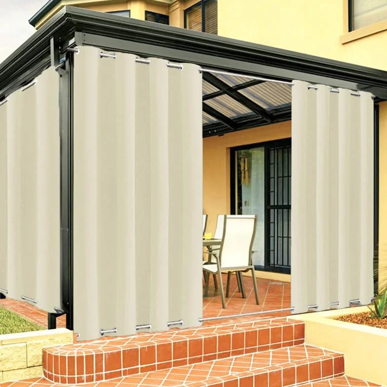 Tende Pesanti Antivento per Esterni per Patio con Occhielli in Alto e Basso, Tende Oscuranti Impermeabili per Pergola, Gazebo, Dimensioni Personalizzabili, 1 Pannello, L72 x A84, Beige