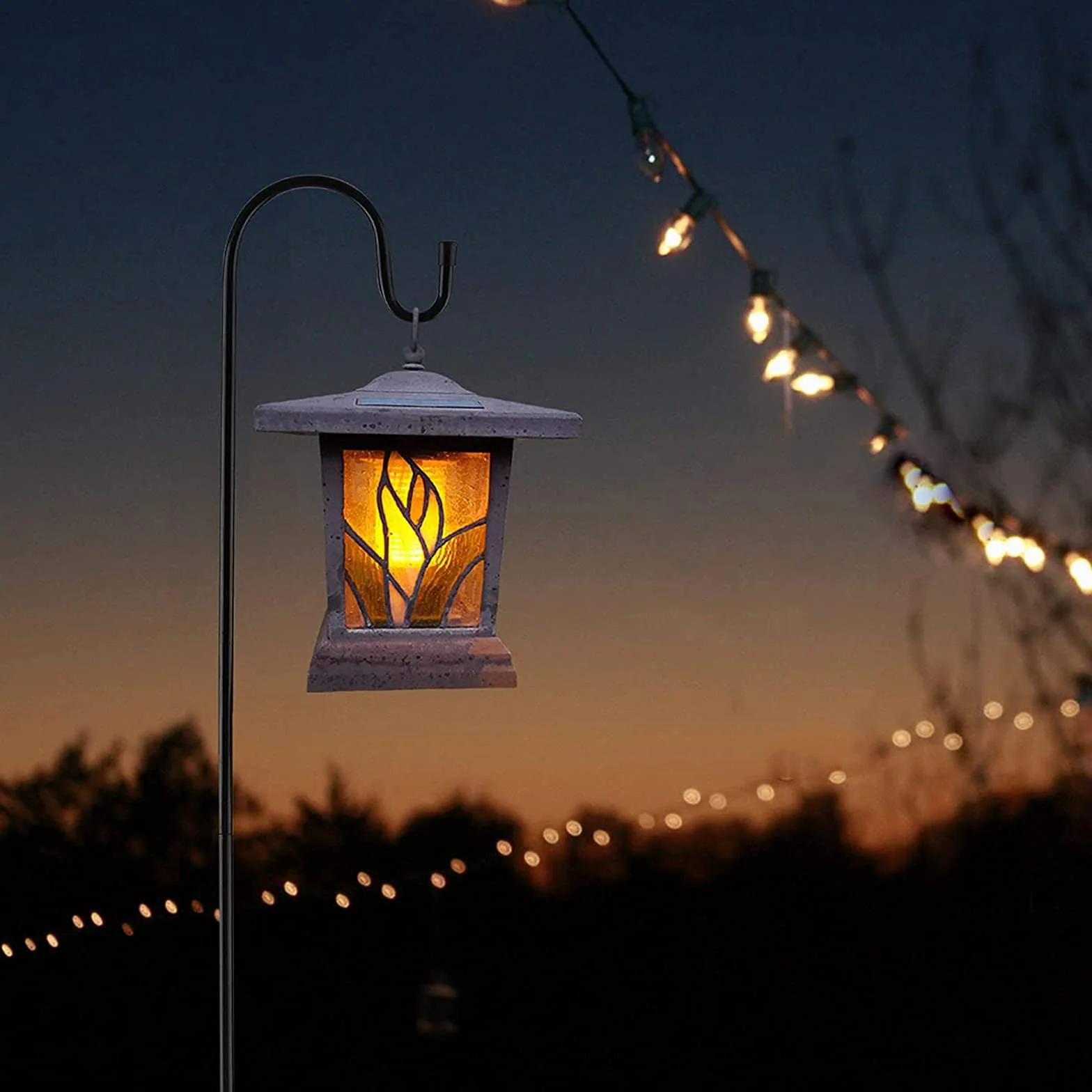 Gancio per pastore da giardino in metallo 96cm con gancio per fioriera lanterne luci decorazioni 2 Nero