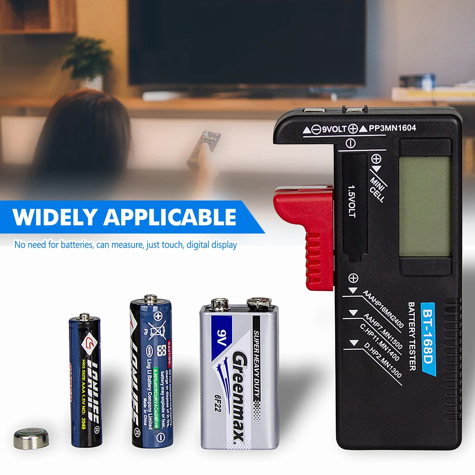 Tester per Batteria Digitali Portatile Universale con LCD Volt Checker