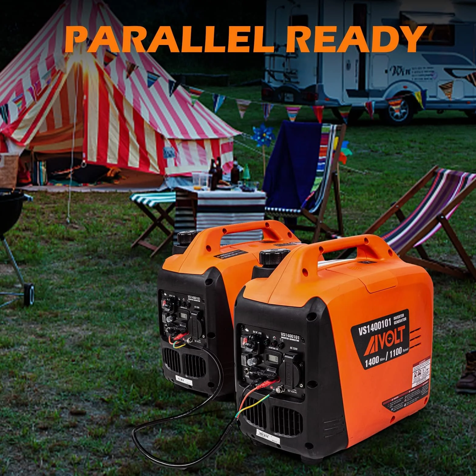 AIVOLT Generatore Inverter 1400 Watt generatore di corrente silenziato gruppo elettrogeno emergenza a benzina silenzioso per campeggio, festival e uso domestico con 2 prese USB, 12V DC e 230 V AC