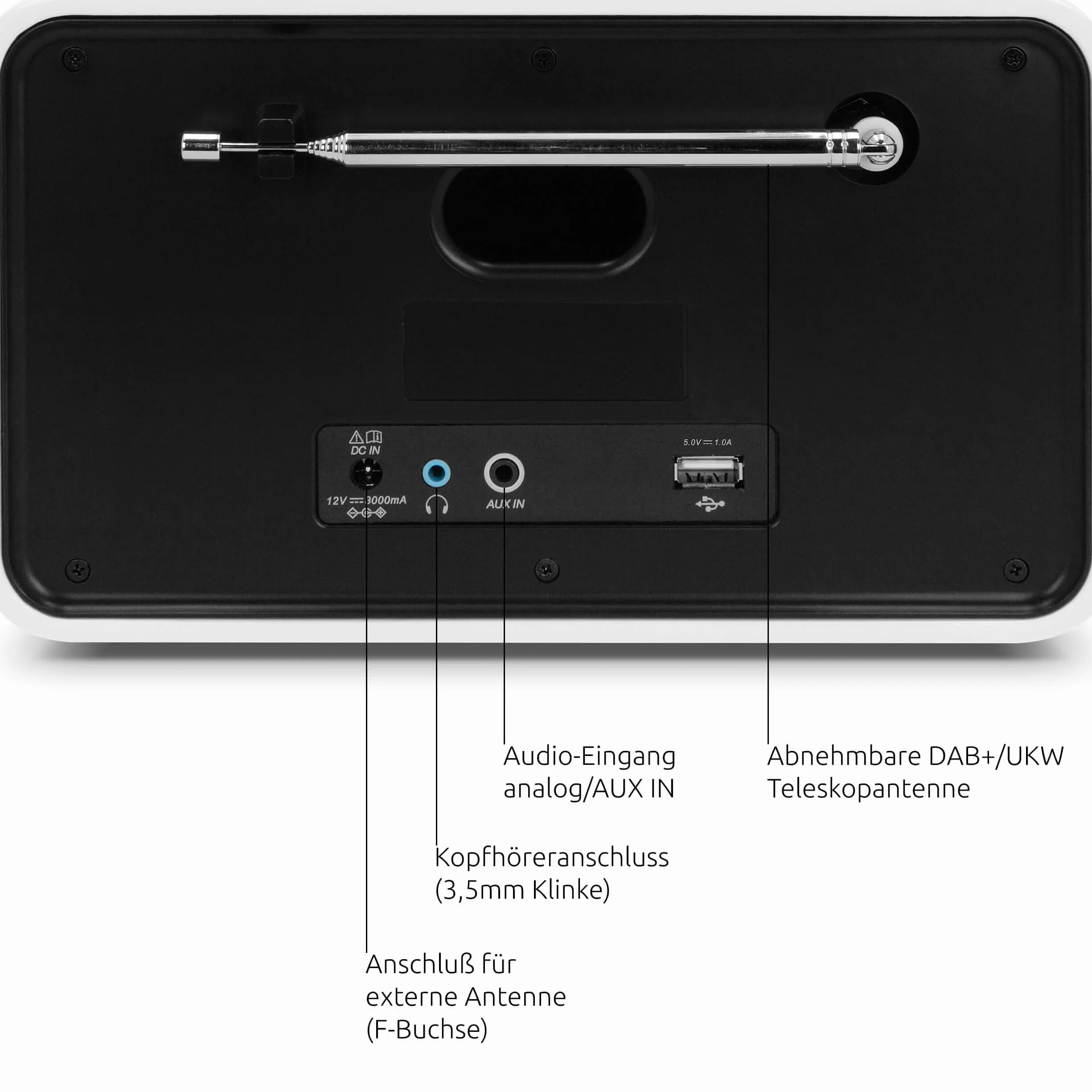 TechniSat DIGITRADIO 586 Radio ibrido DAB+ Internet FM Bluetooth Spotify ricarica wireless controllo app OLED USB CD MP3 AUX 20 W bianco