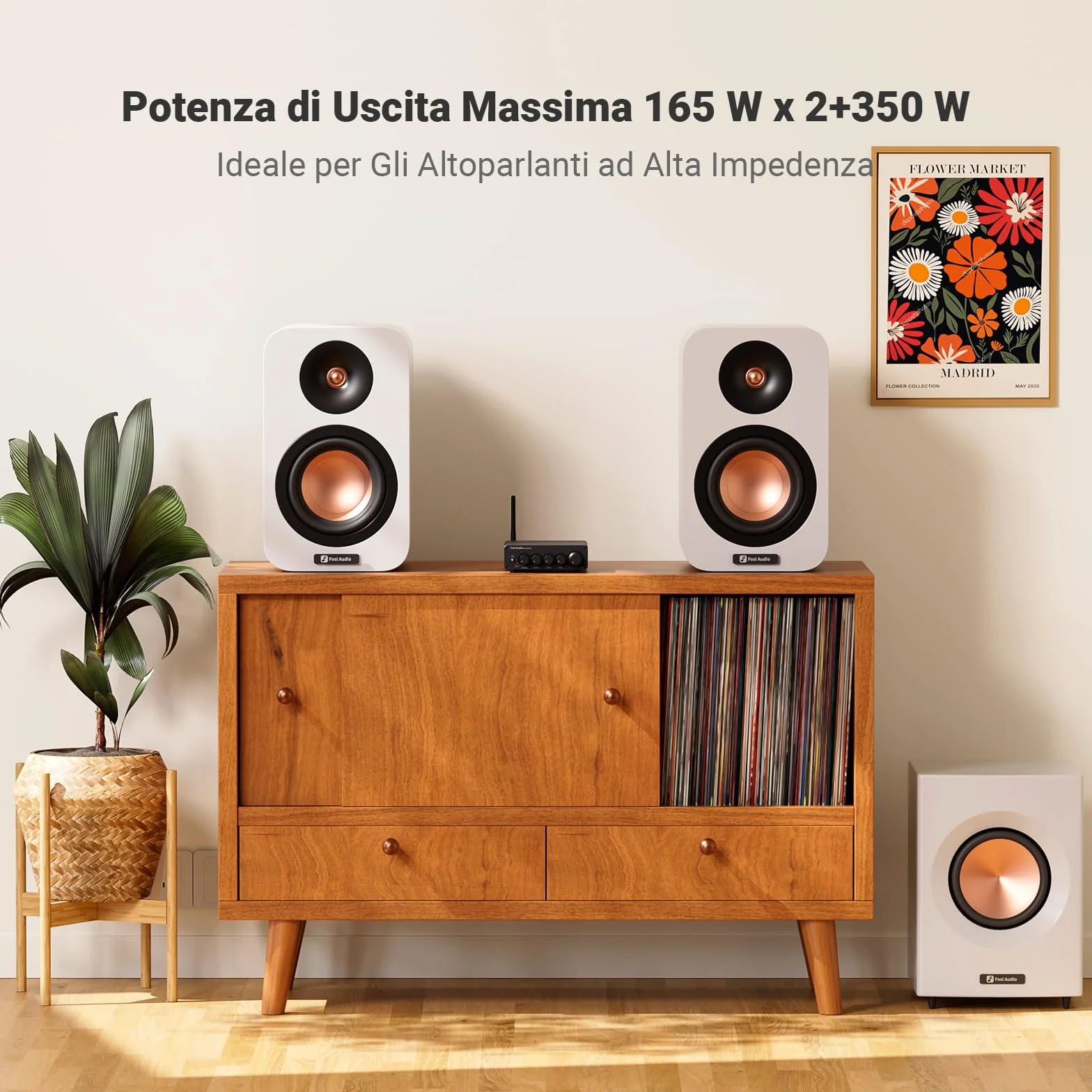 Fosi Audio BT30D Pro Amplificatore Bluetooth 2.1 Canali HiFi TDA3255 165W x2+350W Subwoofer