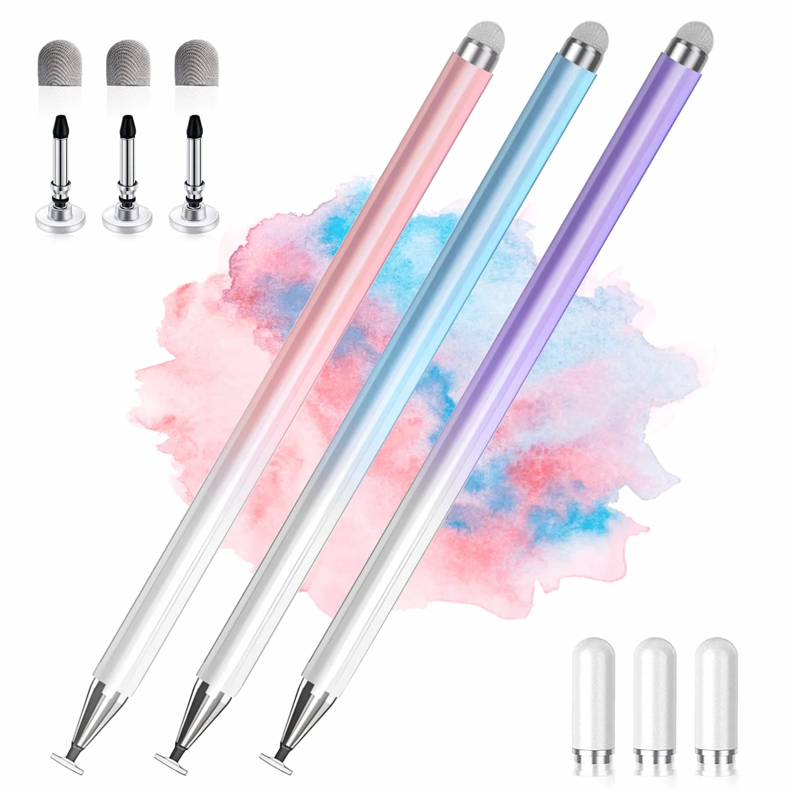 Penna Touch 2 w 1 do Tabletu i Smartfona, 3 szt. (Niebieski, Różowy, Fioletowy)