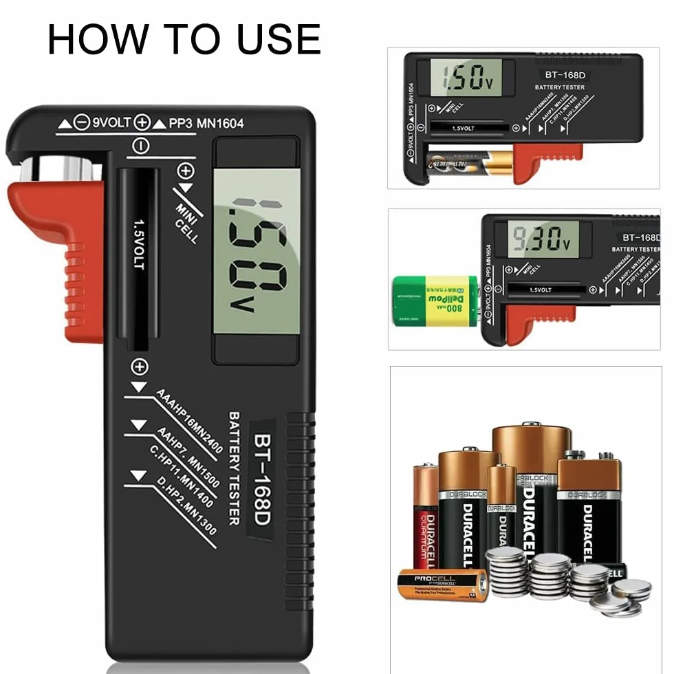 Greluma 2 Pz Tester batteria digitale universale per batterie AAA AA C D 9V 1,5V