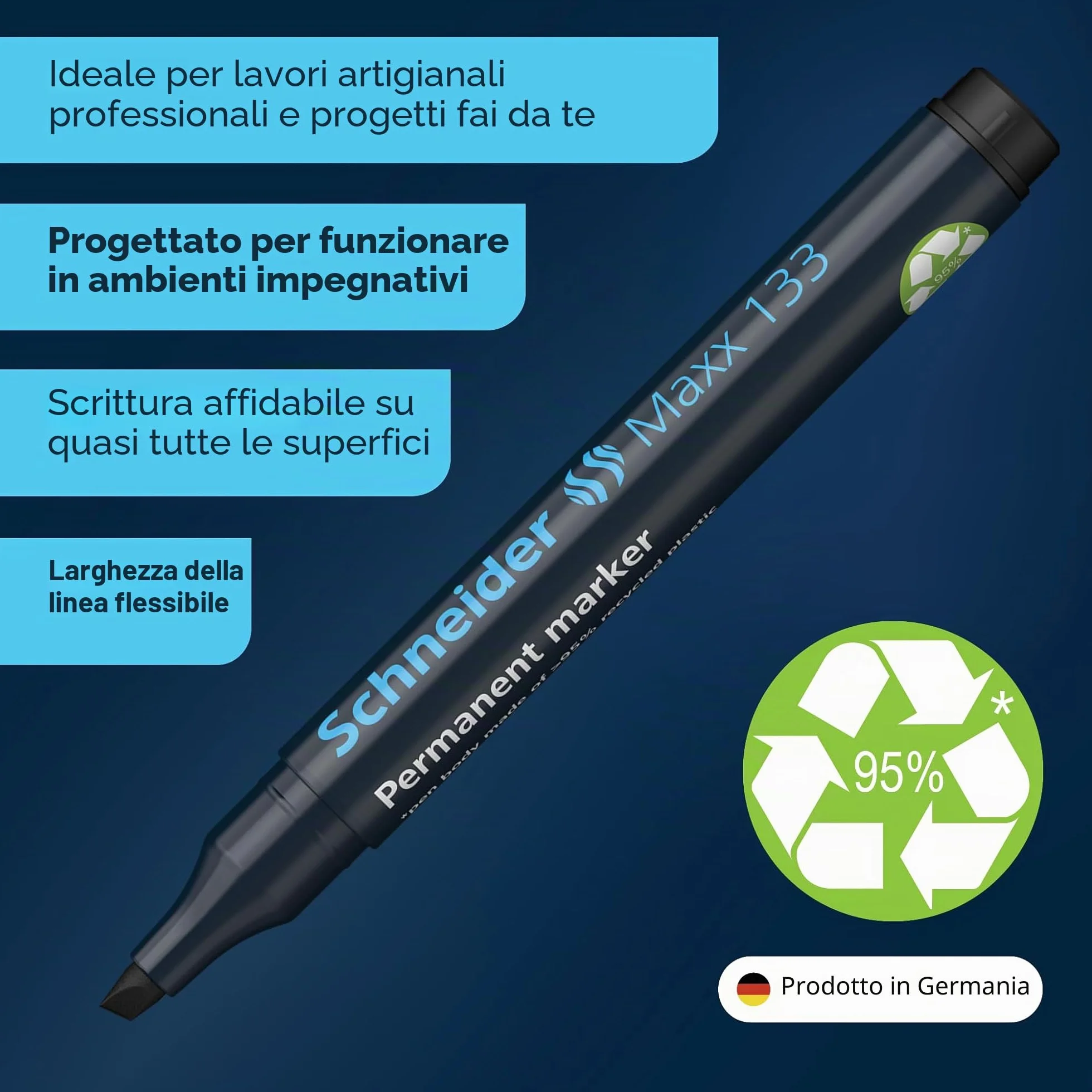 Schneider Pennarello Indelebile Maxx 133 Ricaricabile 1+4 mm Nero