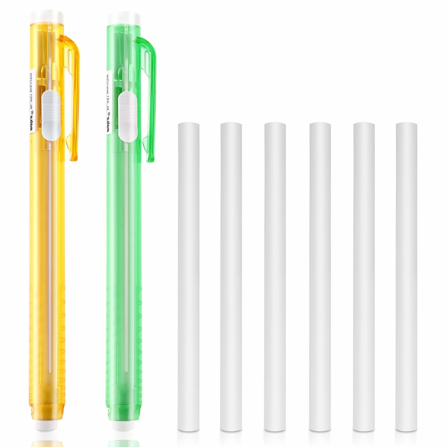 Molain Set di gomme da cancellare a penna, 2 penne meccaniche retrattili con 6 ricariche, 13,4 x 1,6 cm