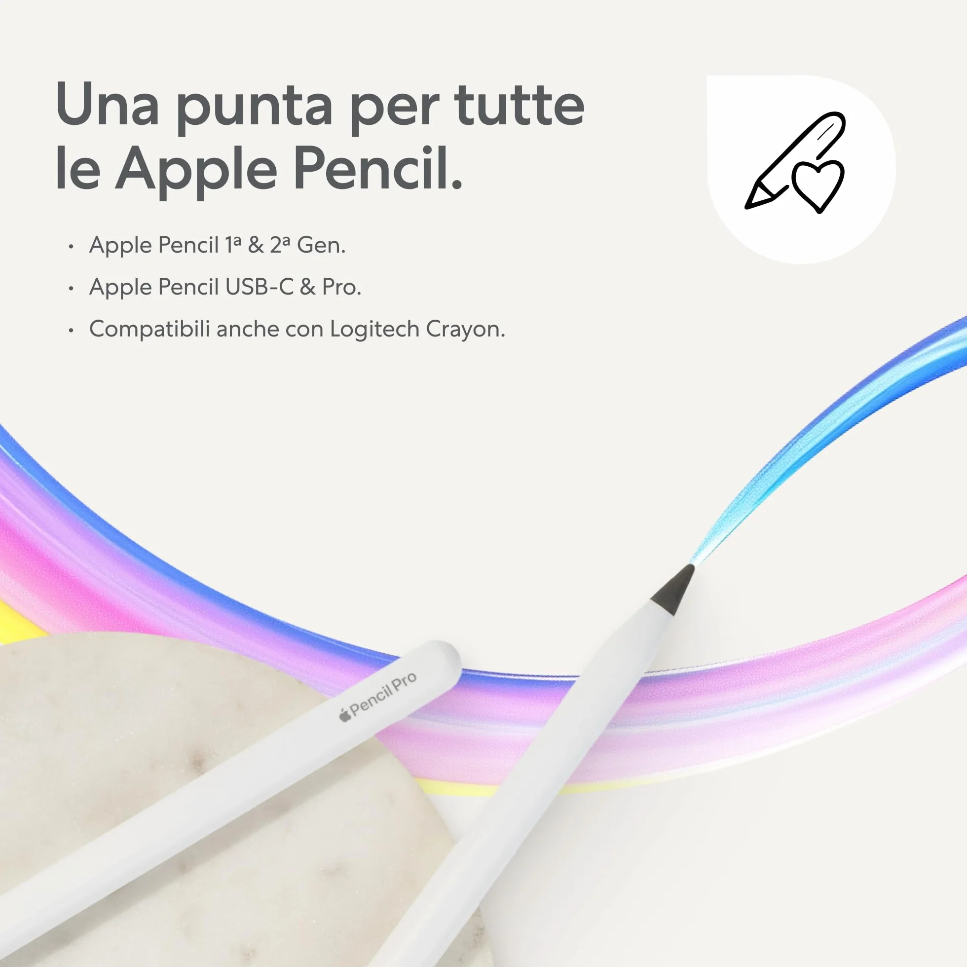 Paperlike® Pencil Tips (4X) per Apple Pencil 1ª & 2ª Gen, USB-C & PRO, 10x più durevoli