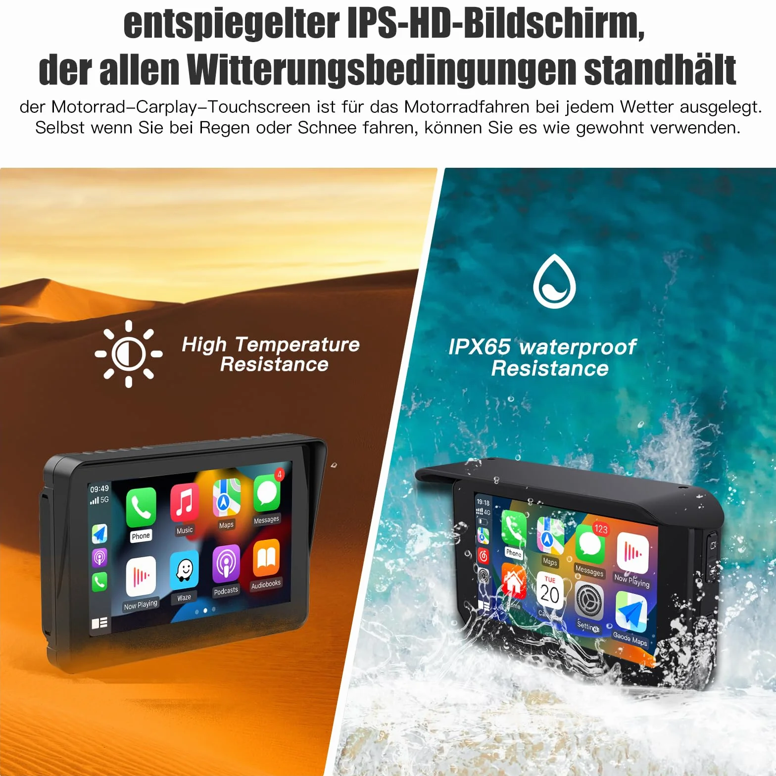 Moto Touch Screen CarPlay 5 Pollici GPS Portatile Wireless CarPlay Android Auto IPx7 Impermeabile Antifurto Siri Google Assistant