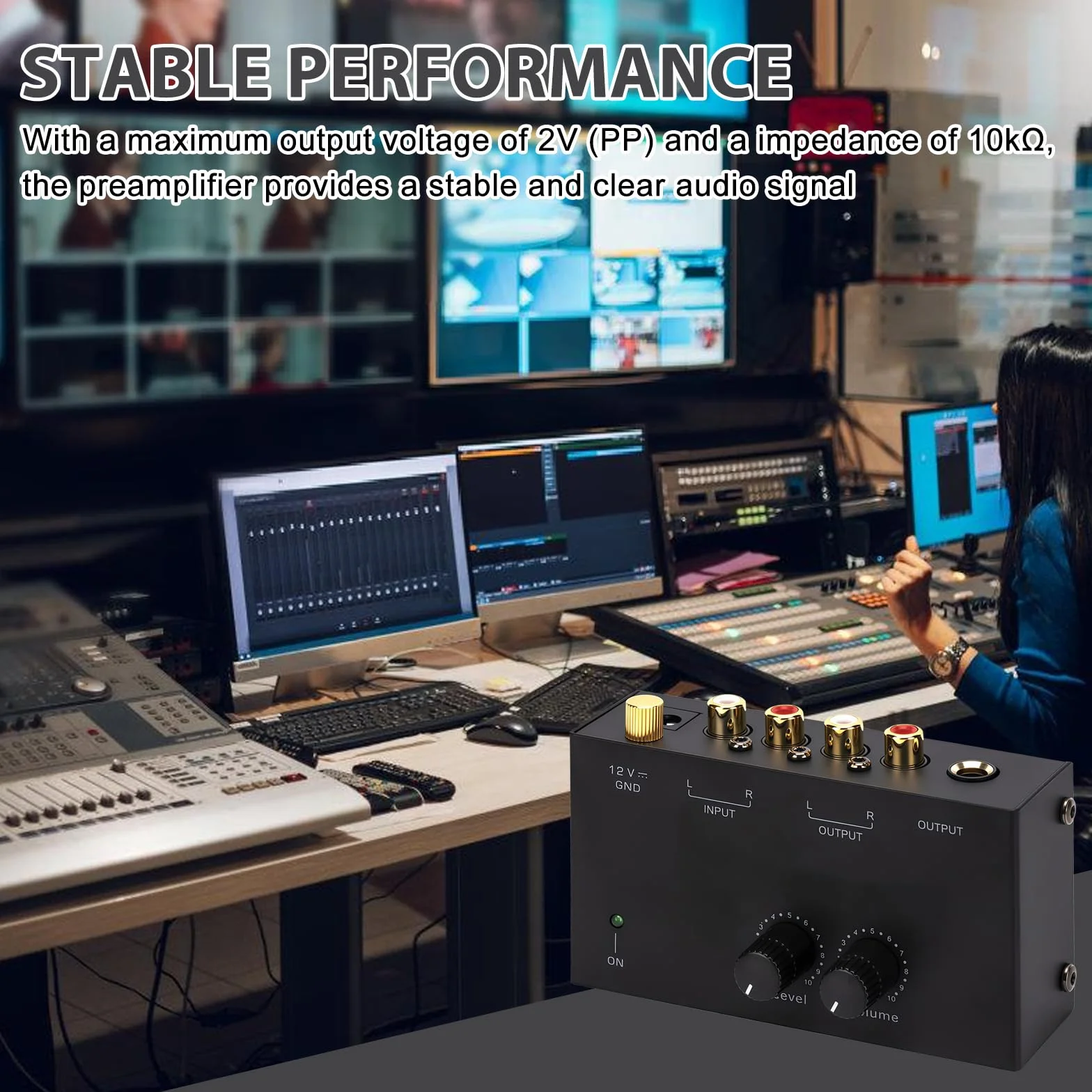 Phono preamplificatore giradischi MM con ingressi e uscite RCA, amplificatore stereo DC 12V