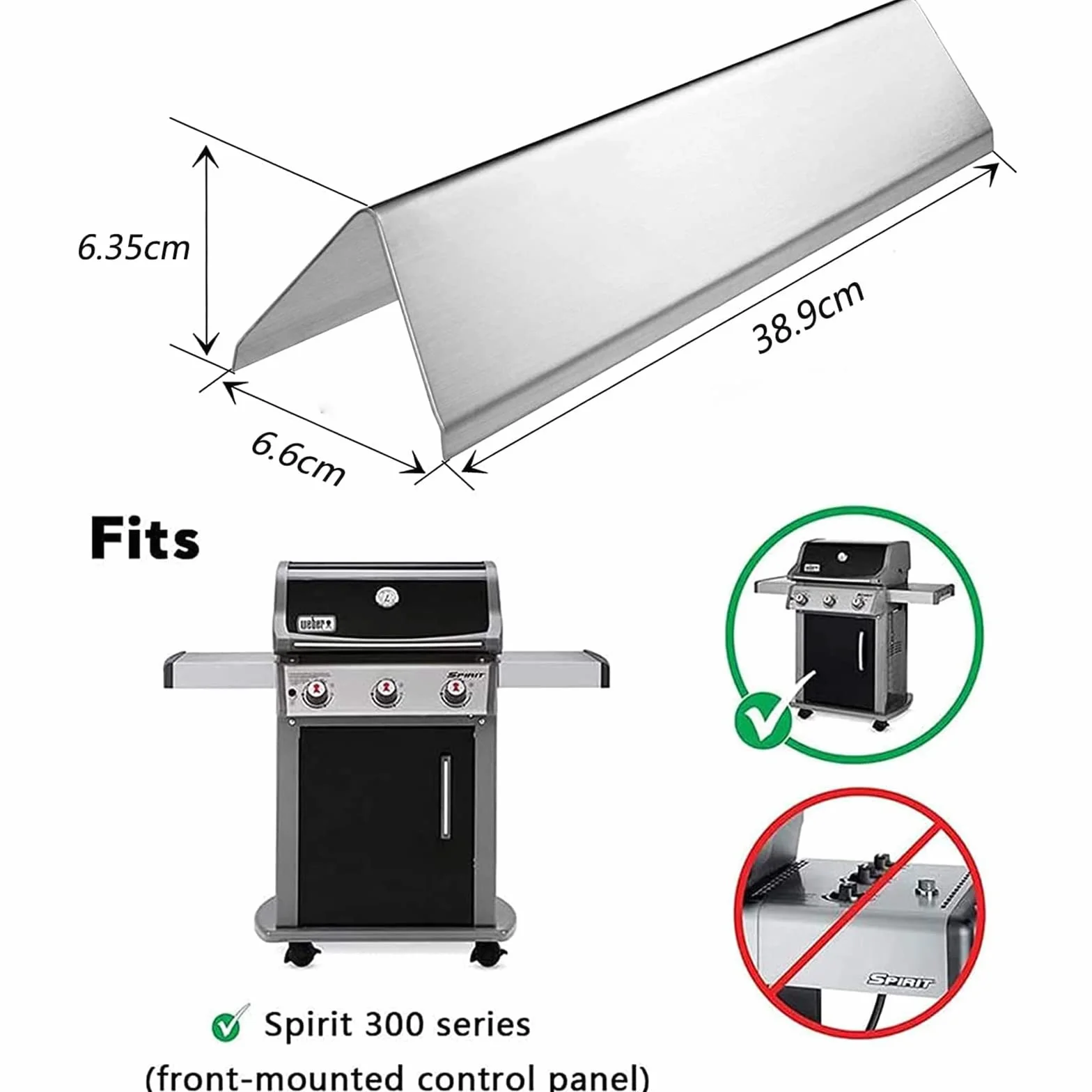 GFTIME 38.9CM 7636 Piastra Barre Flavorizer Parti di Ricambio per Weber Spirit Ⅱ E-310, Spirit E310 S310 E320 S320 E330 S330, Acciaio Ino Copri Bruciatore Diffusore Accessori per Weber 2015 Models