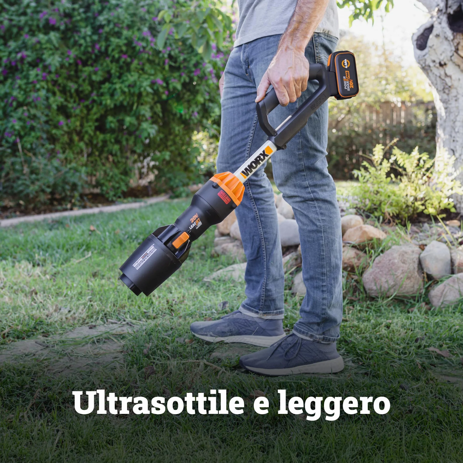 WORX Soffiatore a Batteria 20V WG543E.9 Brushless Potente Leggero e Pratico Batteria e Caricatore non inclusi