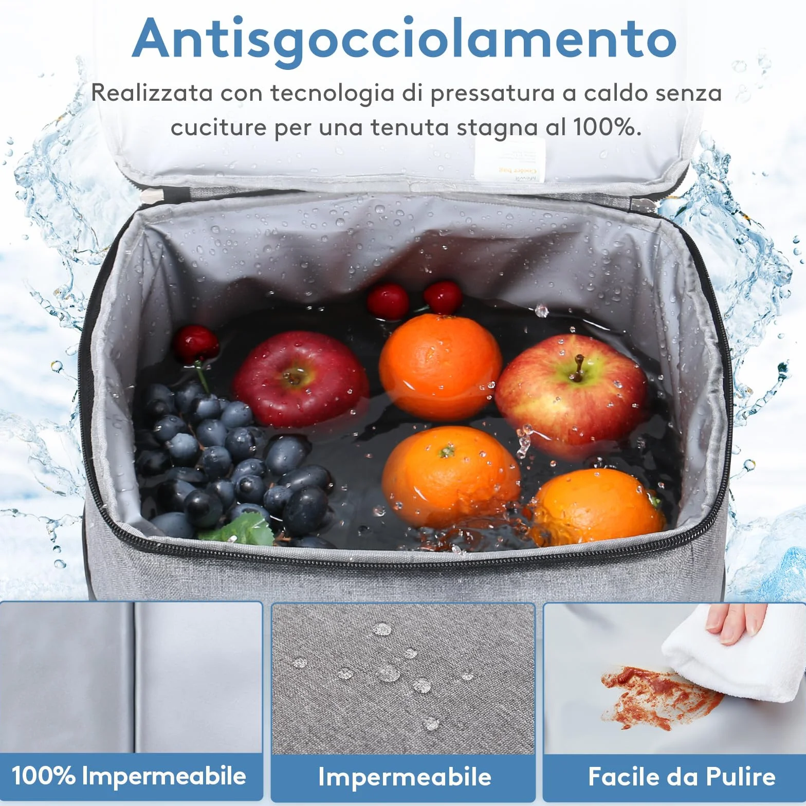 Lifewit Borsa Frigo 30L, Borse Termica Morbida per Surgelati, Cooler Bag Grigio
