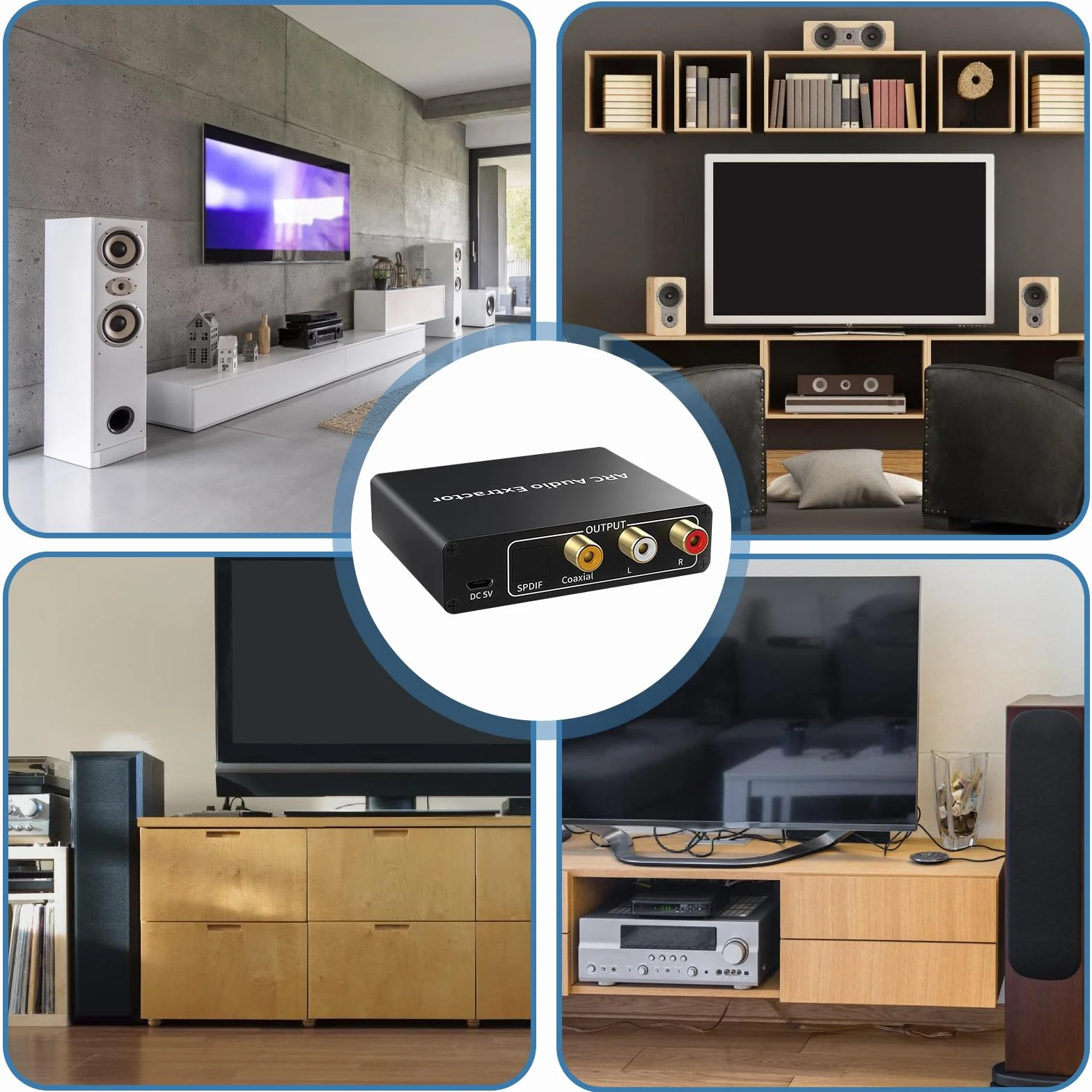 Konwerter HDMI ARC DAC audio optyczny koncentryczny 3,5 mm do soundbar home theater HDTV