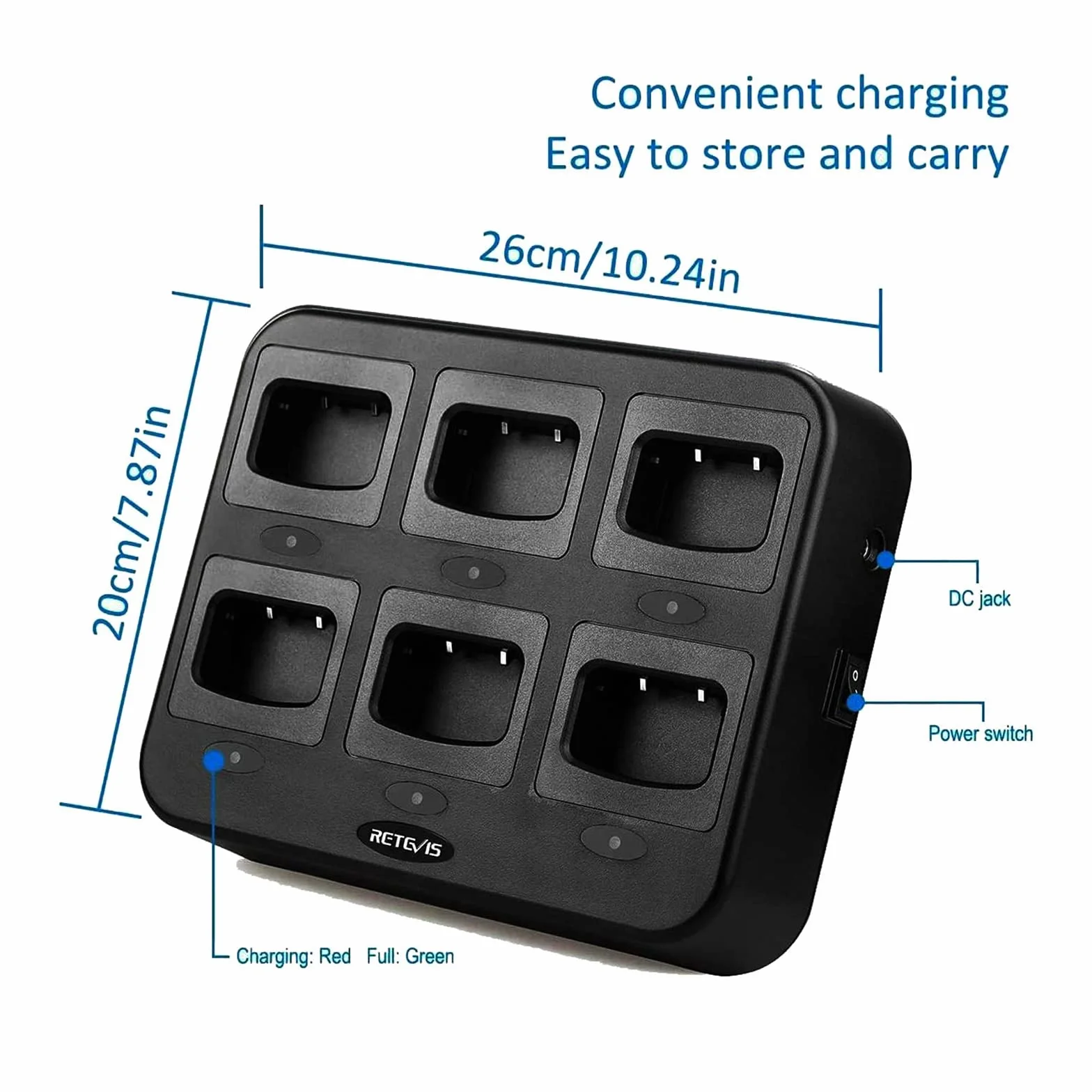 Retevis H777 Caricatore a Sei Vie per Walkie Talkie H777H H777D H777 Plus Baofeng 888S 88E PMR446