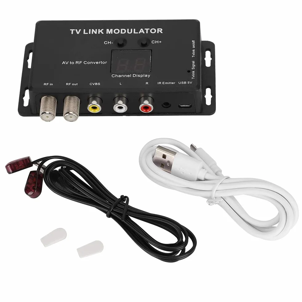 Modulatore TM70 UHF TV Link, USB 5V Modulatore RF Analogico Convertitore AV a RF con Display Canale