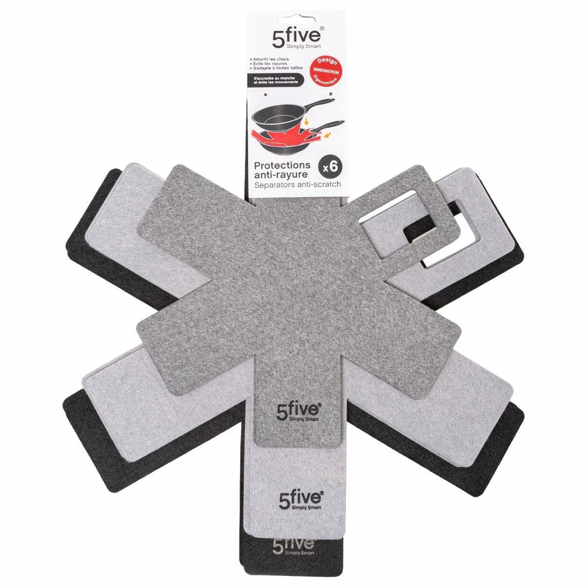 5five 6 protezioni antigraffio grigio-nere