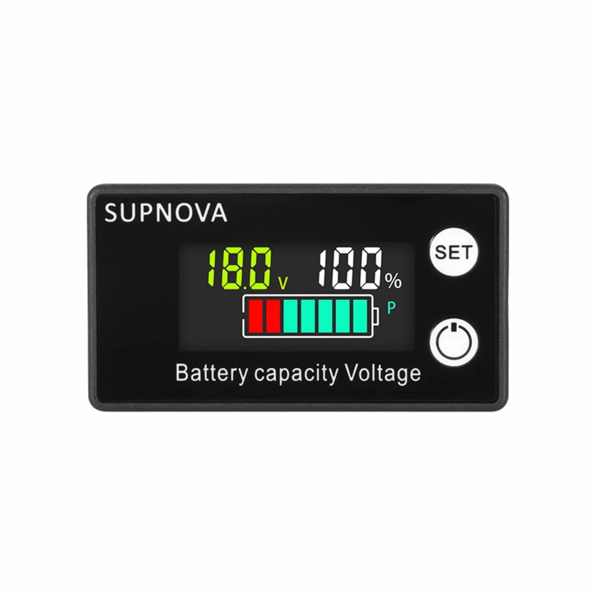 POFET Batteria Monitor 8-100V LCD Digitale Capacità Residua Tester con Cicalino Allarme e Temperatura