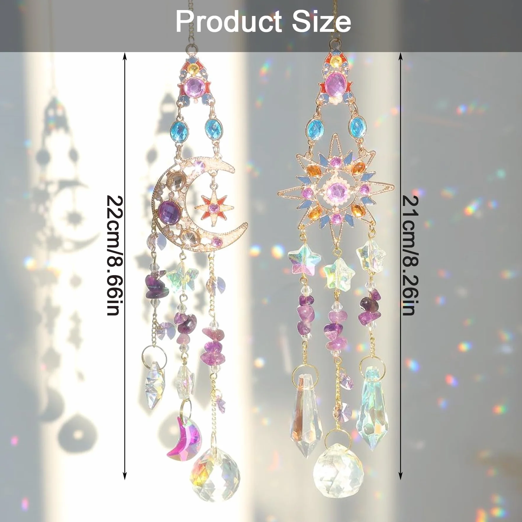 Acchiappasole Cristallo,Crystal Suncatcher,Appendere Vetro Acchiappa Sole,Pendenti Prismi Cristallo,Appeso Arcobaleno Prisma Finestra,Pendenti Suncatcher Decorazione per Casa Giardino Nozze