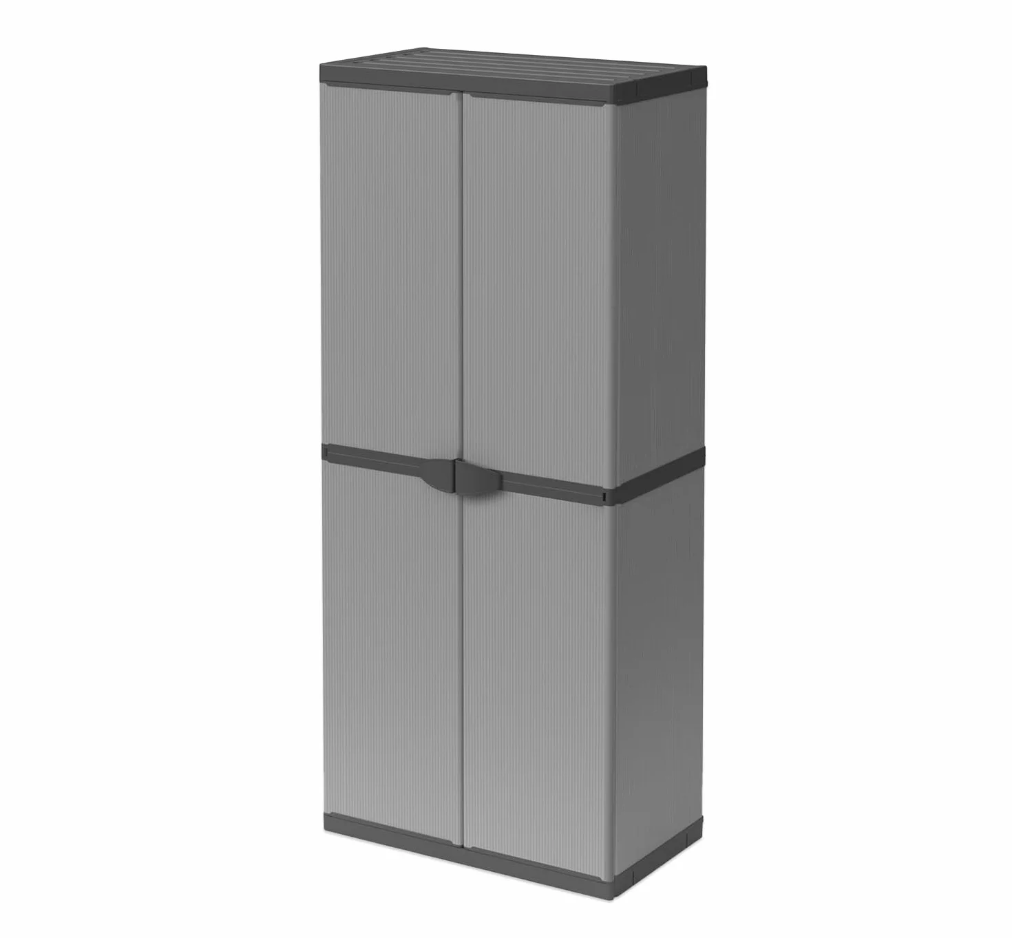 Armadio da Esterno 68x40x165h cm 2 Ante 3 Ripiani Idrorepellente Made in Italy Grigio Chiaro