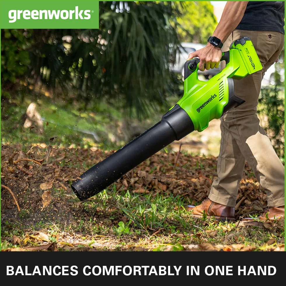 Greenworks GD40AB - Soffiatore a Batteria con Modalità Cruise, Motore Brushless, 210km/h, 15,6m³/min, Funzione Turbo, SENZA Batteria 40V e Caricabatterie, Garanzia 3 Anni