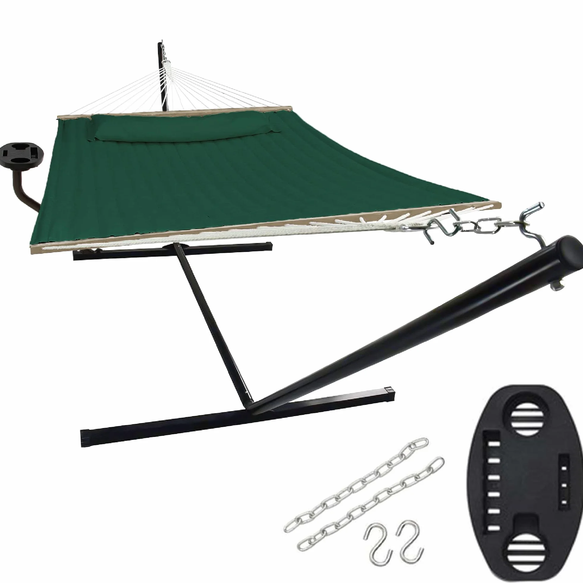 VITA5 Amaca con Struttura e Tavolino – Amaca da Giardino per 2 Persone con Supporto in Acciaio – Amache Doppia per Esterno, Balcone, Piscina – Portata 200kg – Telo Traspirante UV
