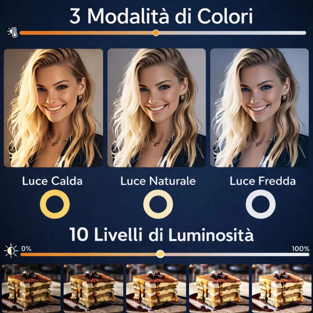 Lampada ad Anello LED 12" 30cm Regolabile per Selfie Video Foto Treppiede 3 Modalità Illuminazione