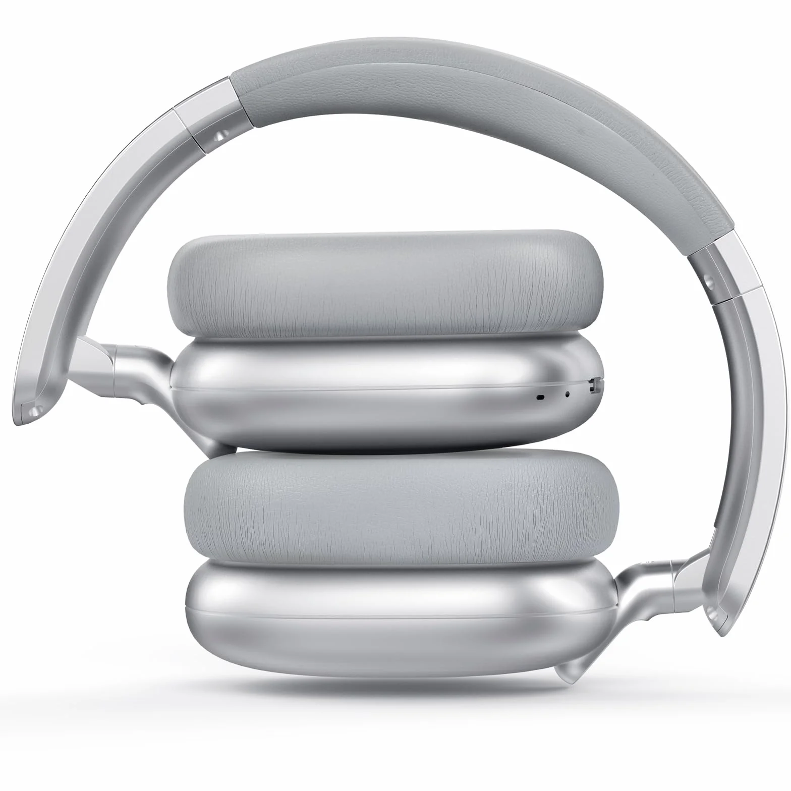 Cuffie Wireless Bluetooth con Cancellazione Attiva del Rumore, Over Ear Piegevoli, Bassi Comfort, Microfono Argento C6