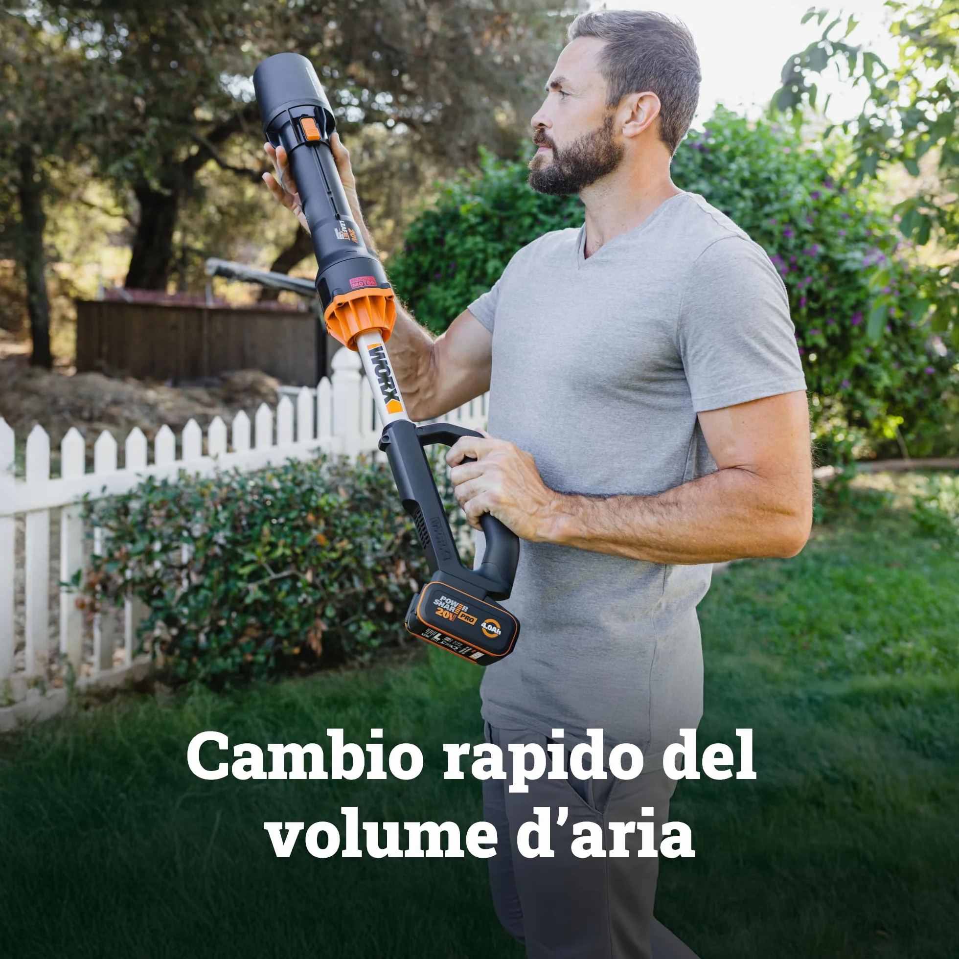 WORX Soffiatore a Batteria 20V WG543E.9 Brushless Potente Leggero e Pratico Batteria e Caricatore non inclusi