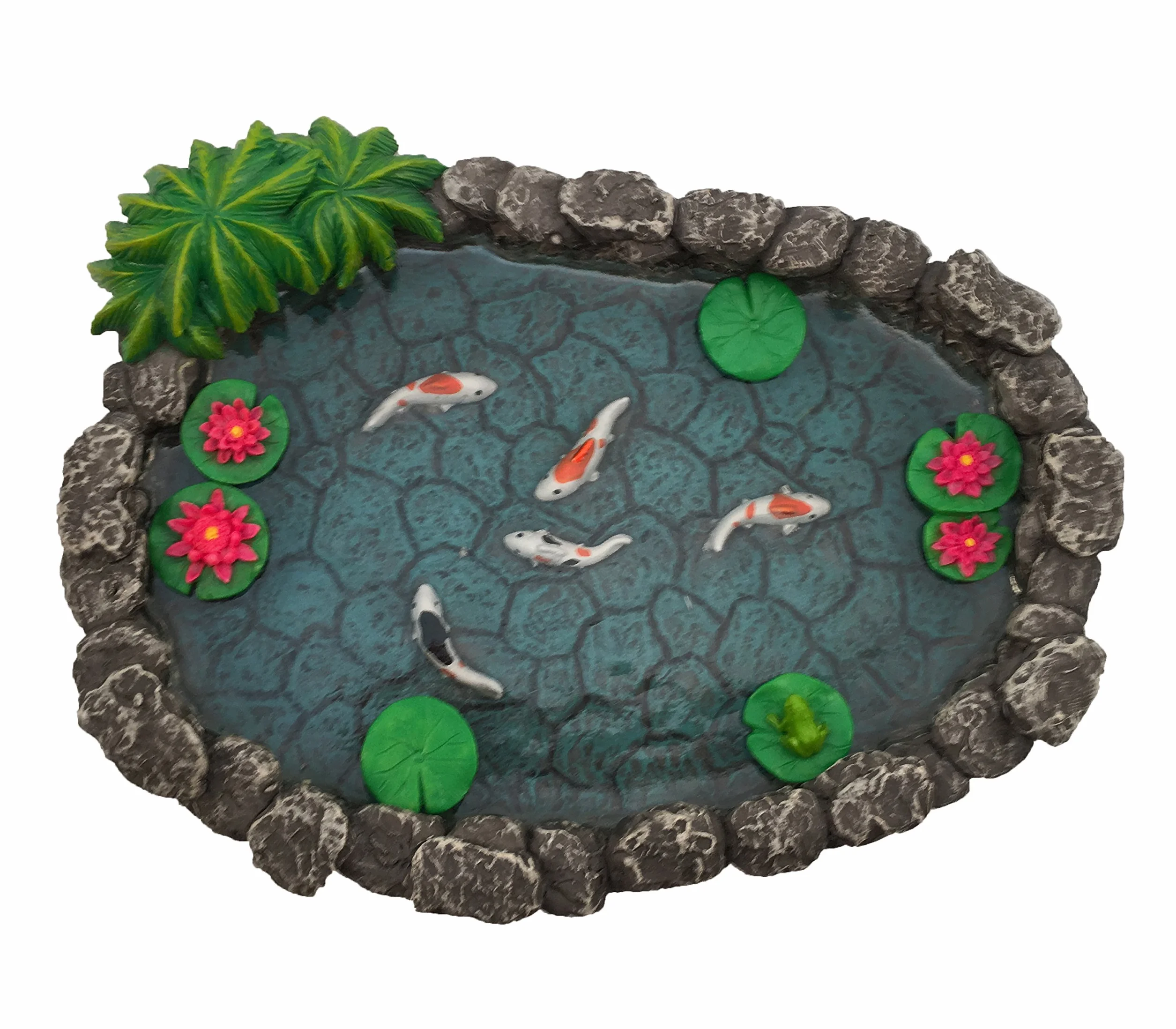 Laghetto in miniatura con carpe Koi, per giardino delle fate in miniatura. Un laghetto con accessori in miniatura per giardino delle fate in miniatura, di Glitzglam