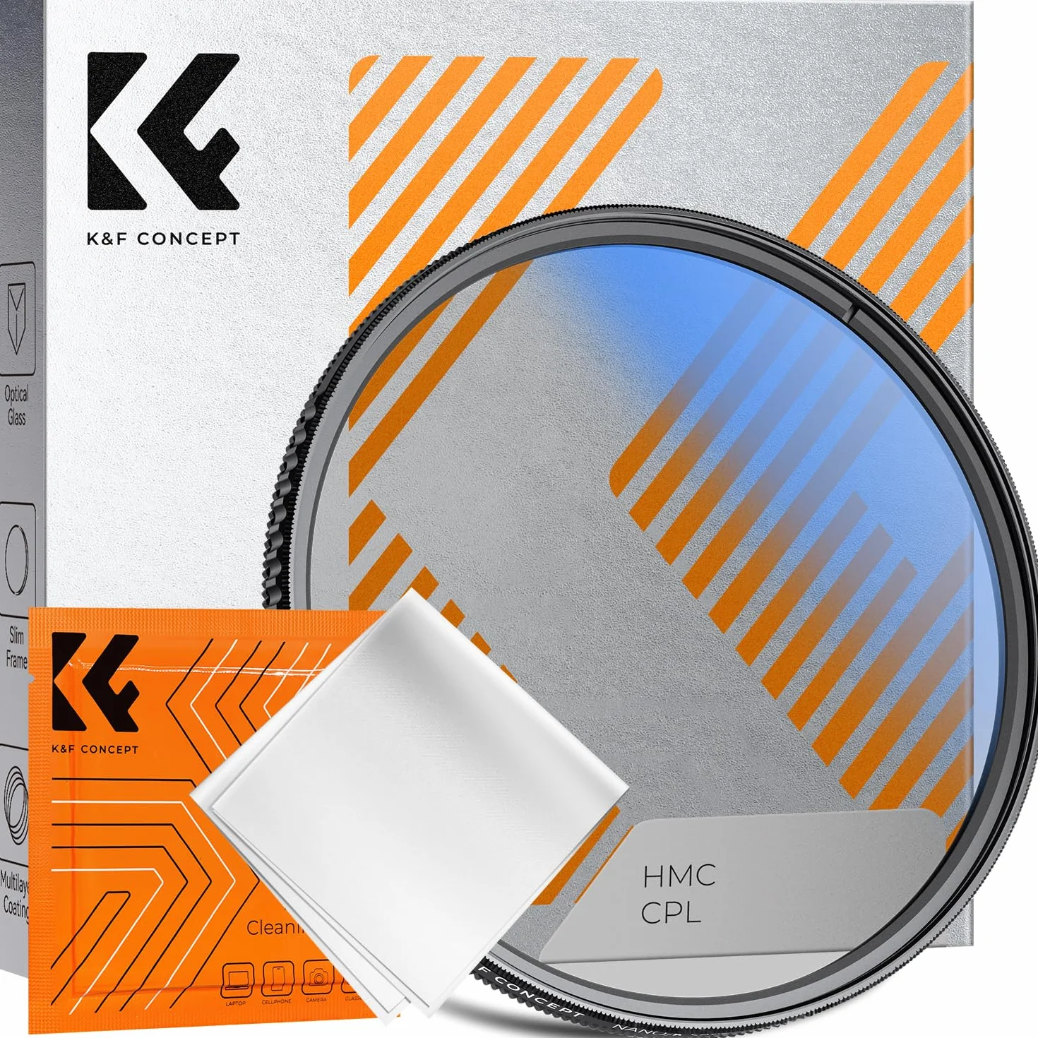 K&F CONCEPT Filtro Polarizzatore Circolare CPL Vetro Ottico Nano-Rivestimento 62mm