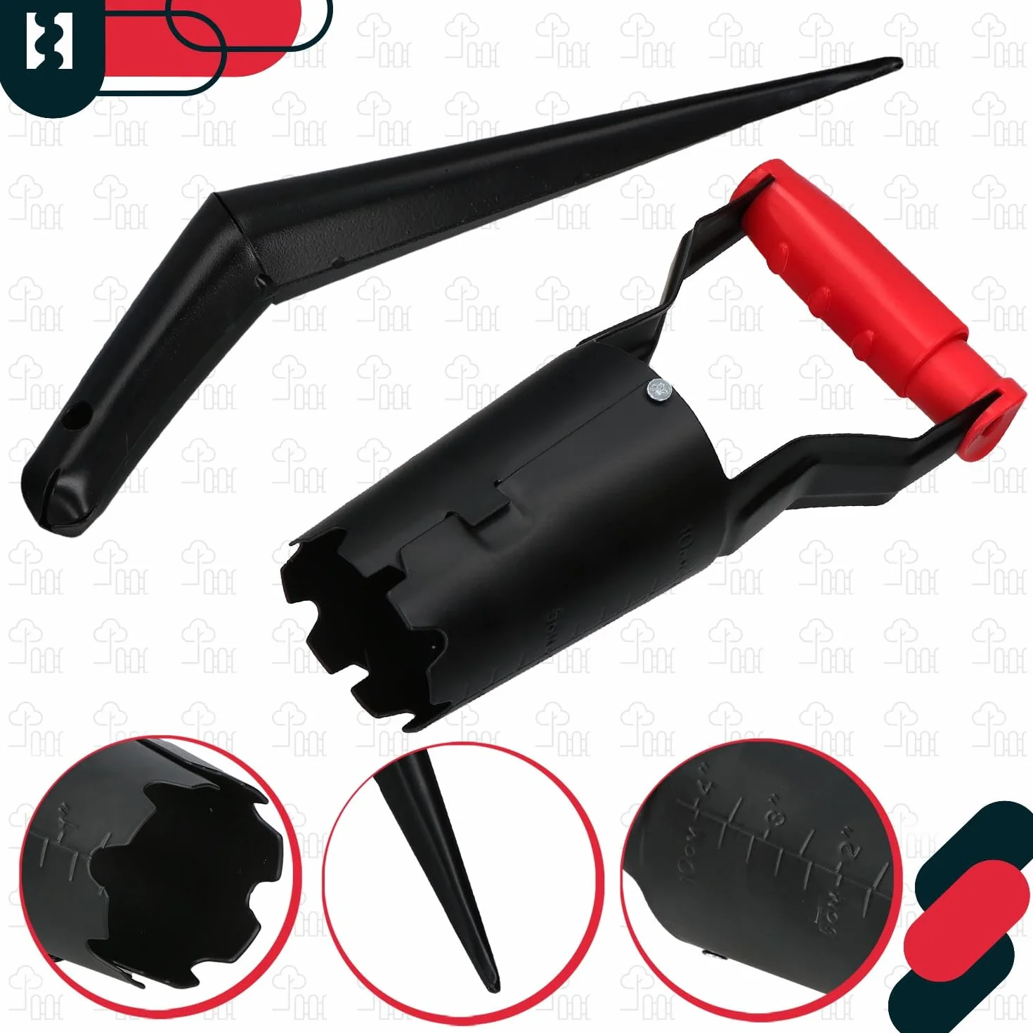 KOTARBAU® Piantabulbi - 23 cm - Piantabulbi - Puntale - Acciaio verniciato a polvere - Ausilio per la piantagione - Per piantare bulbi - Nero - Accessori da giardino - Trapano per buche