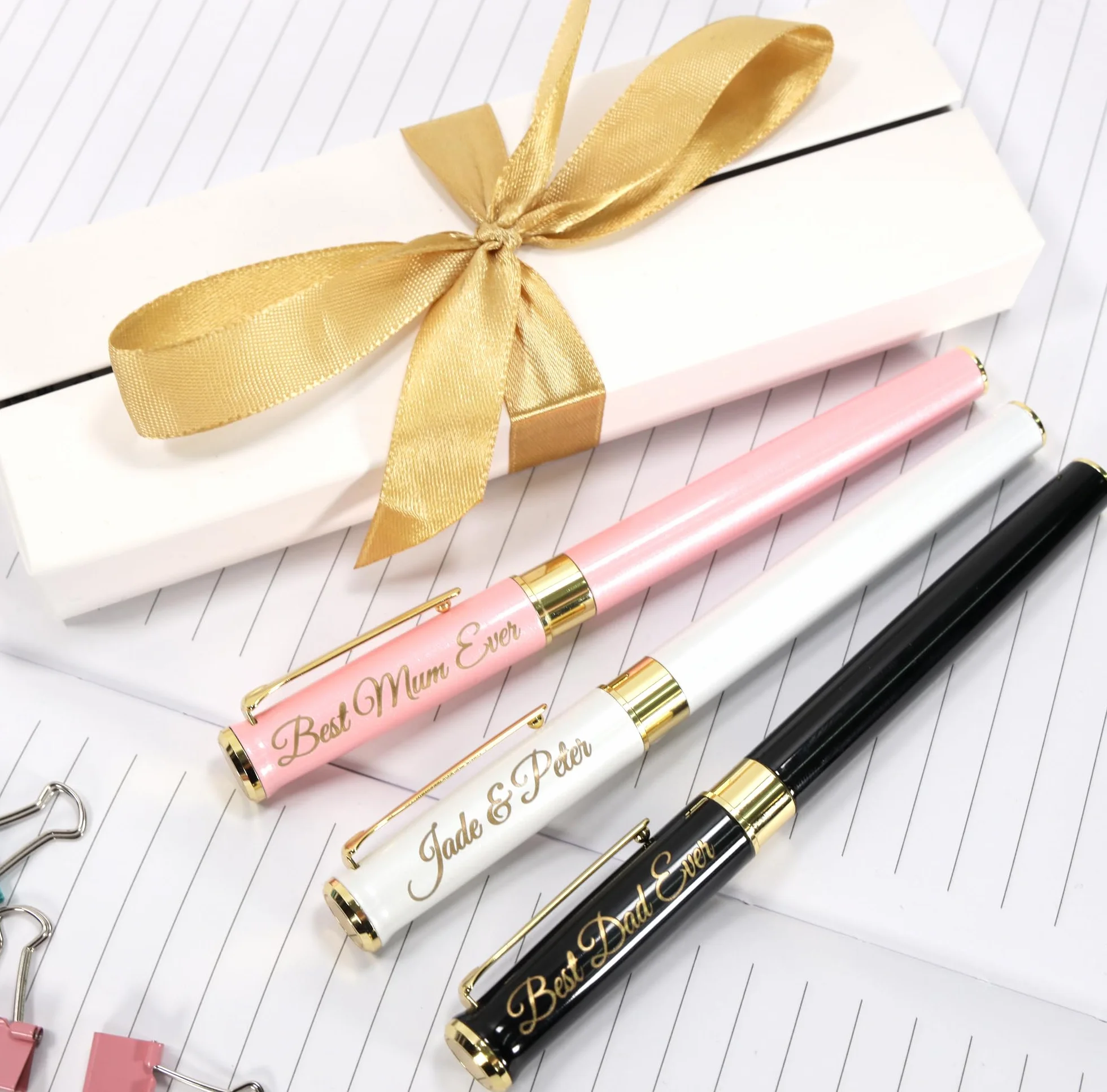 Penna personalizzata in metallo Premium con confezione regalo | Incisione laser - Bianco