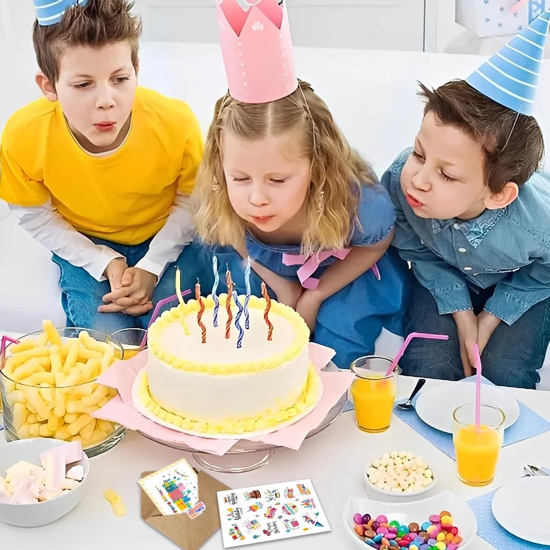 Biglietti Auguri Compleanno 20 Pezzi con Buste e Adesivi per Famiglia Bambini Amici